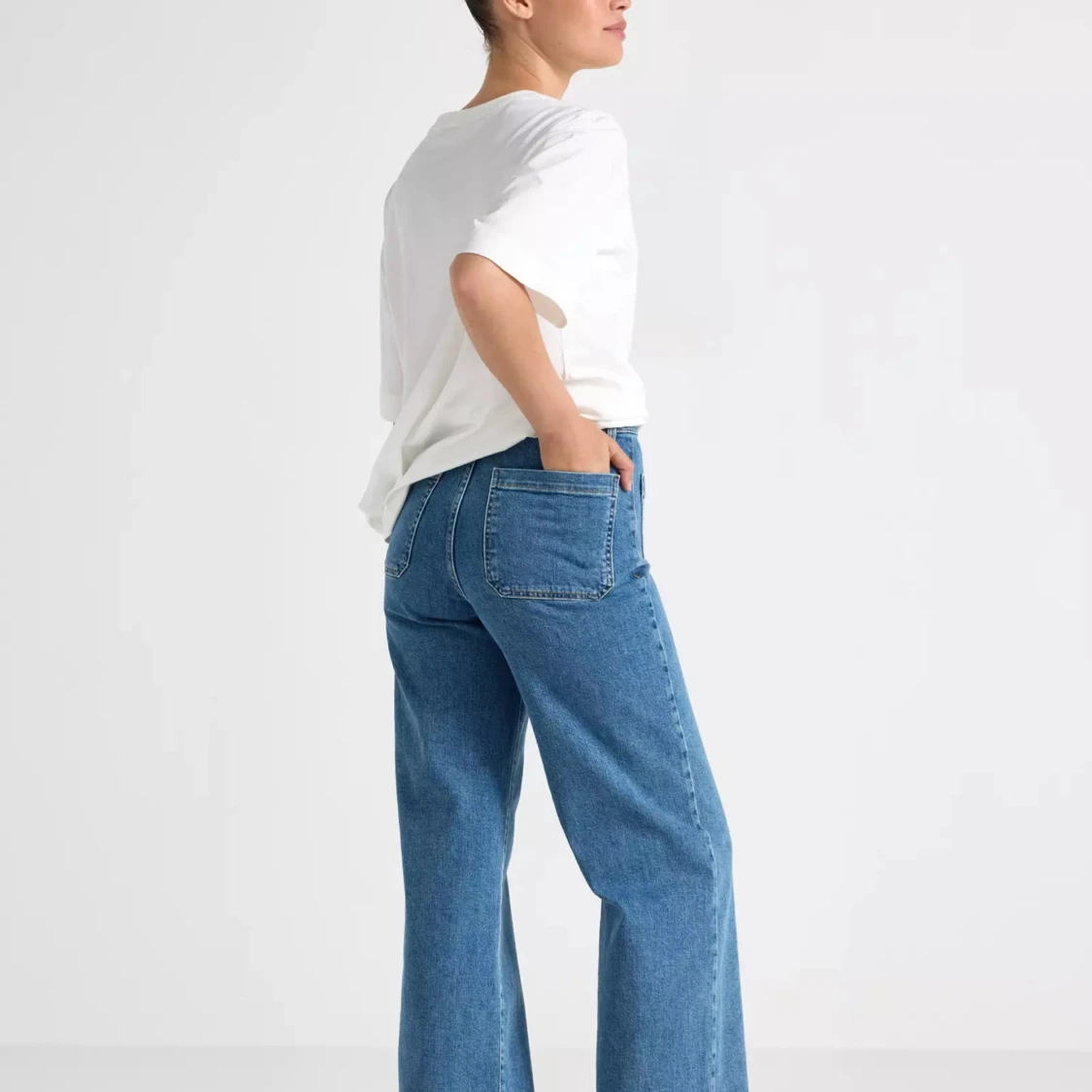 Blå wide jeans från Lindex, strl 36 - 2