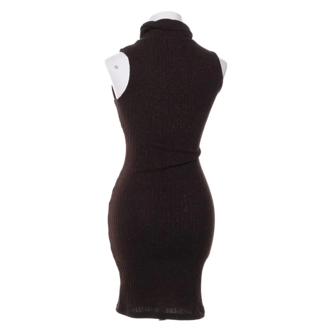 Mörkrub stickad klänning med lite glitter - 2