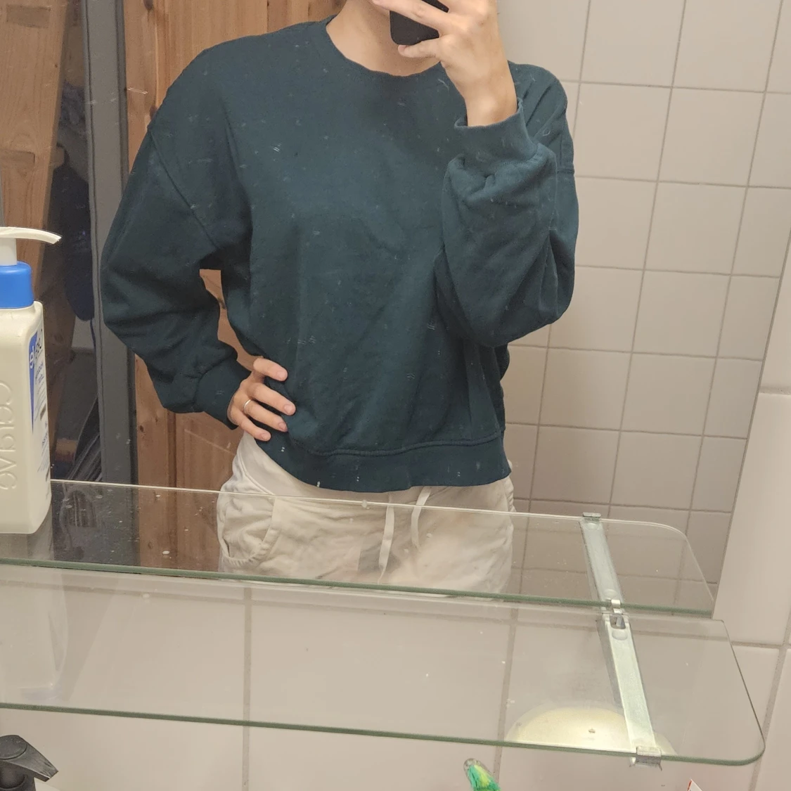 Mörkgrön oversized sweatshirt - 1