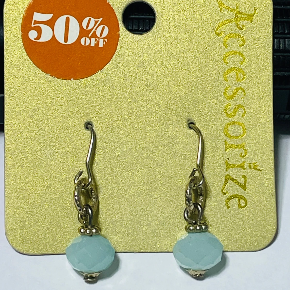 Earrings with light blue faceted glass beads - 2
