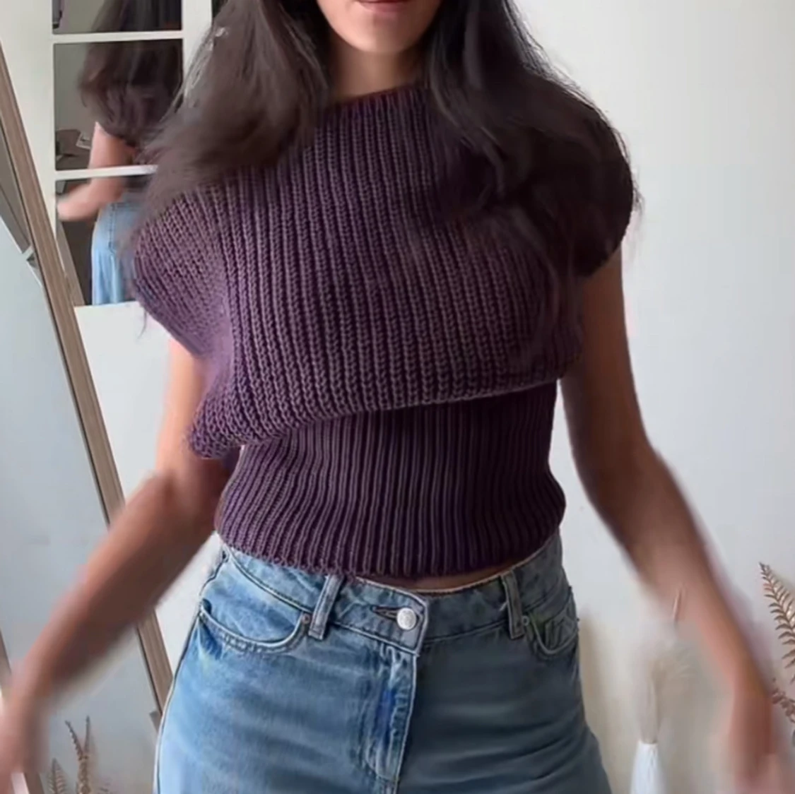 Mörklila stickad topp från Zara - 2