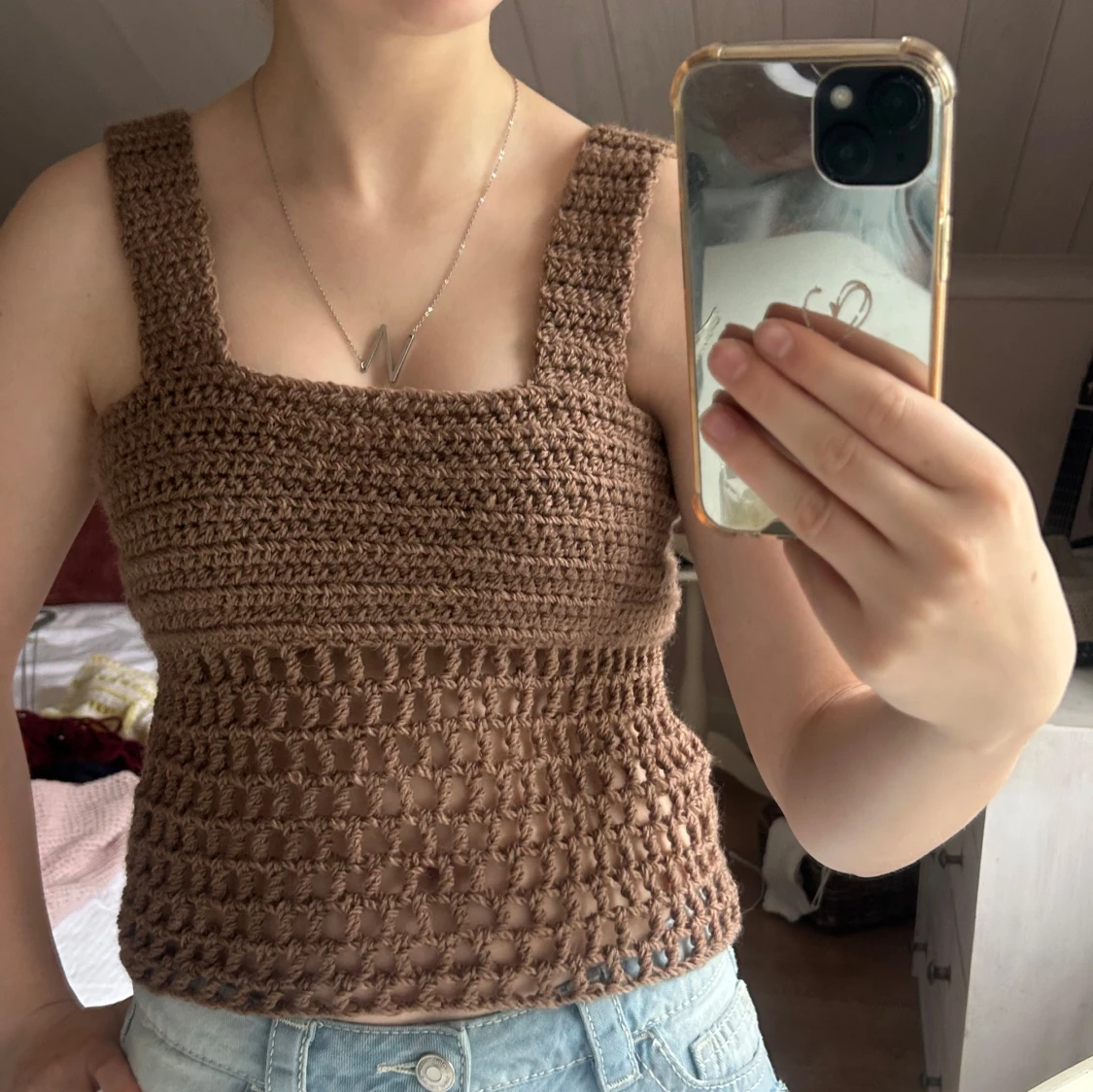 Brun virkad topp - 2