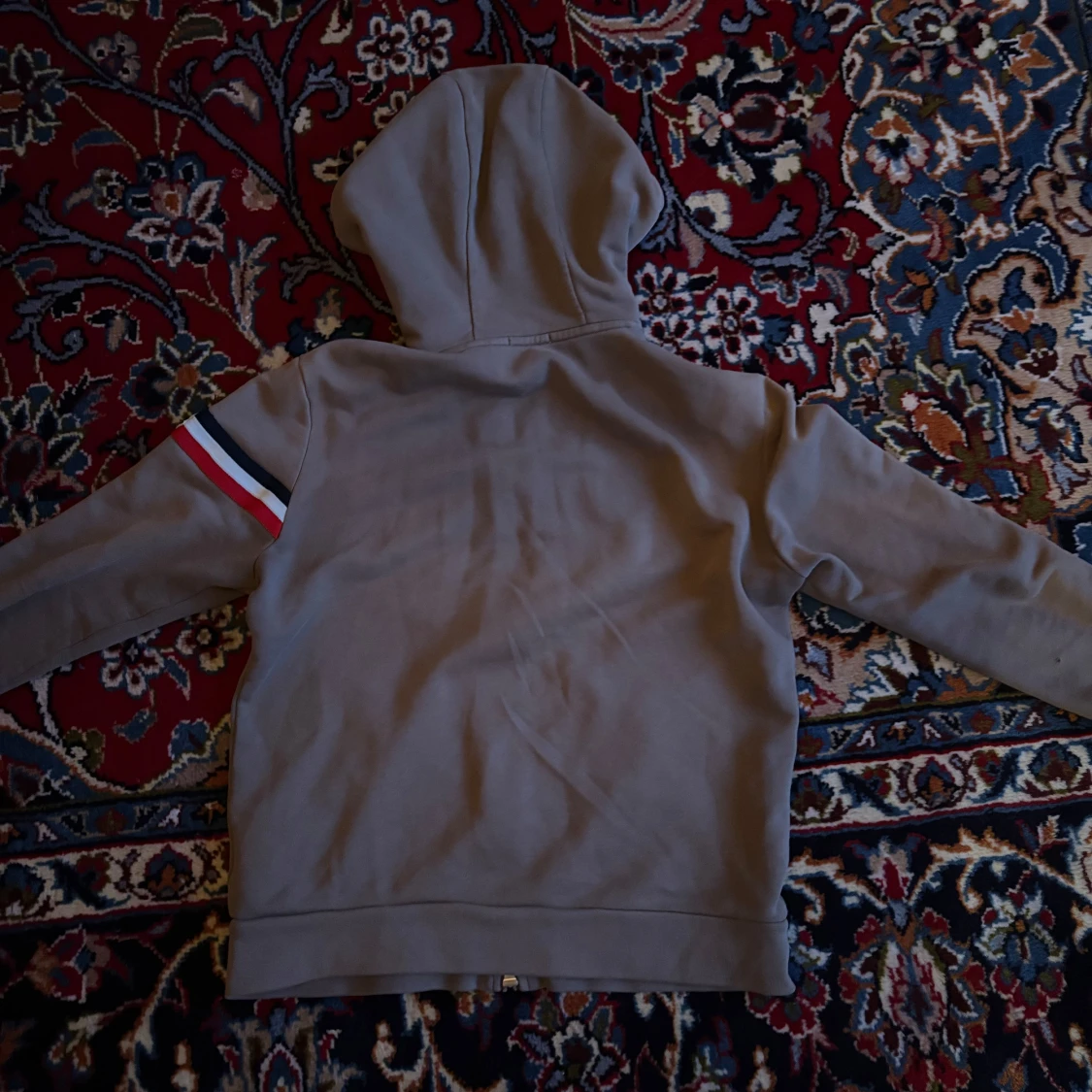 Beige Moncler hoodie med dragkedja - 1