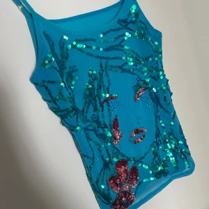 Blått paljettlinne - Vintage linne med paljett 💎