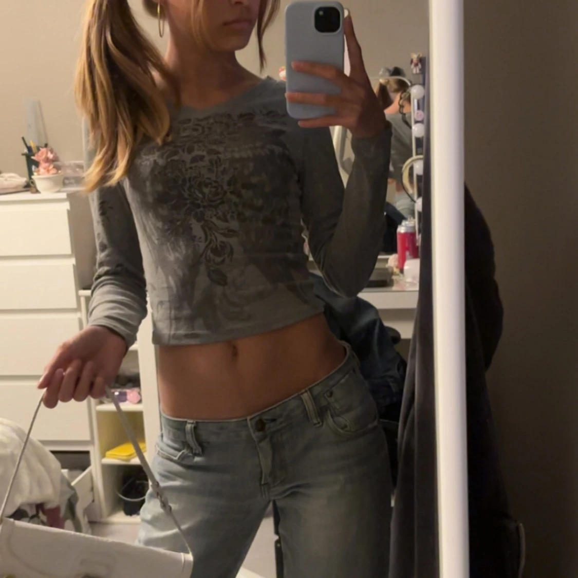 Y2k 2000s coquette vintage love lång ärmad crop top