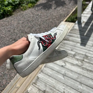 Gucci skor - Halloj! Säljer minna Gucci Ace skor dom är i bra skick och är i storlek 41. Tveka inte på att höra av er om skorna.