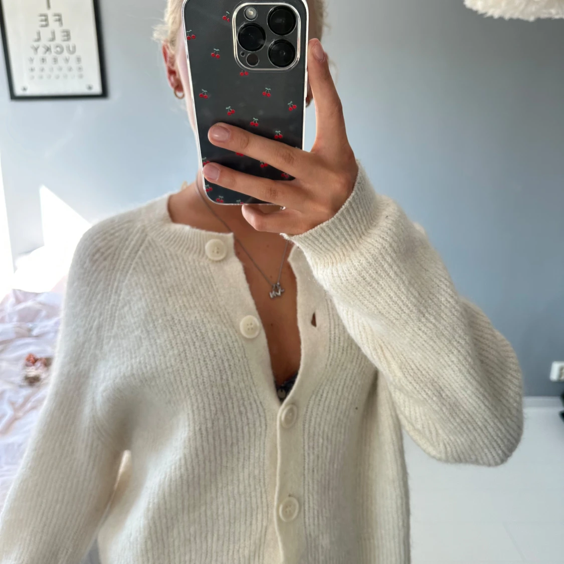 Vit croppad kofta med knappar - 1