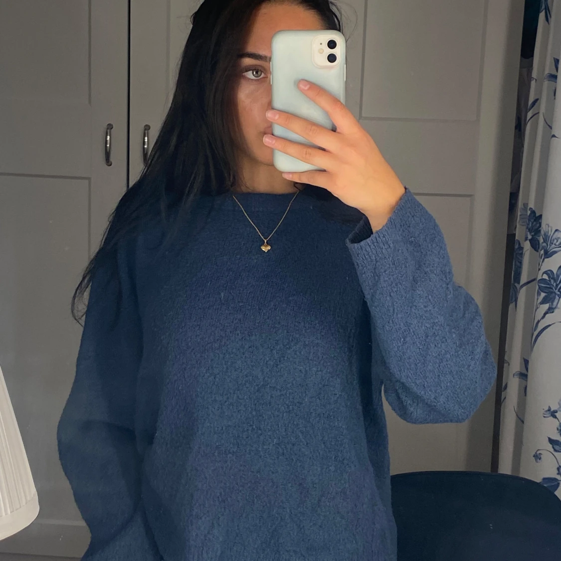 Blå stickad tröja från 157 - 3