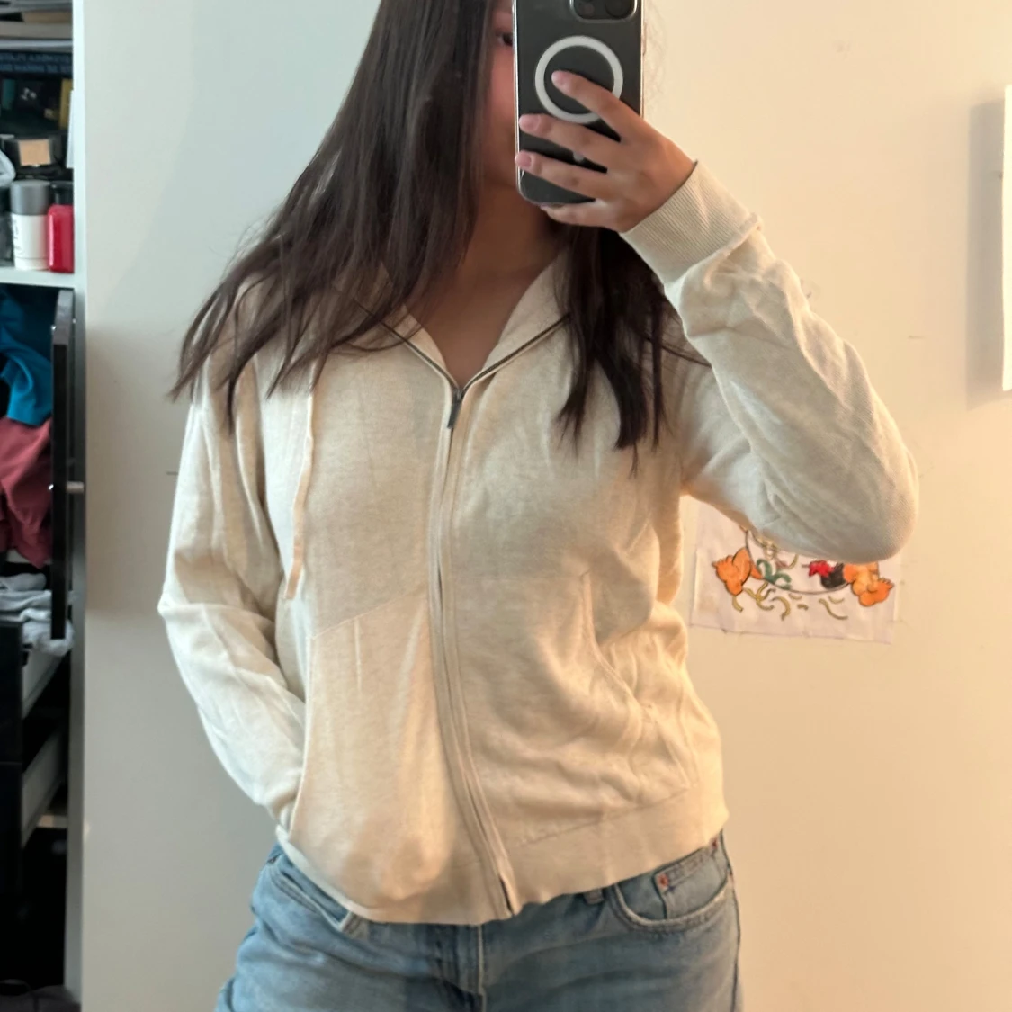 Beige hoodie från Lexington med dragkedja