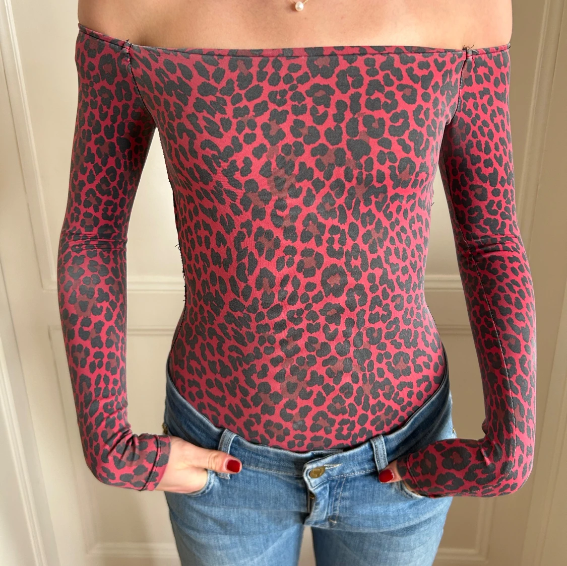 Rosa leopardmönstrad body - 1