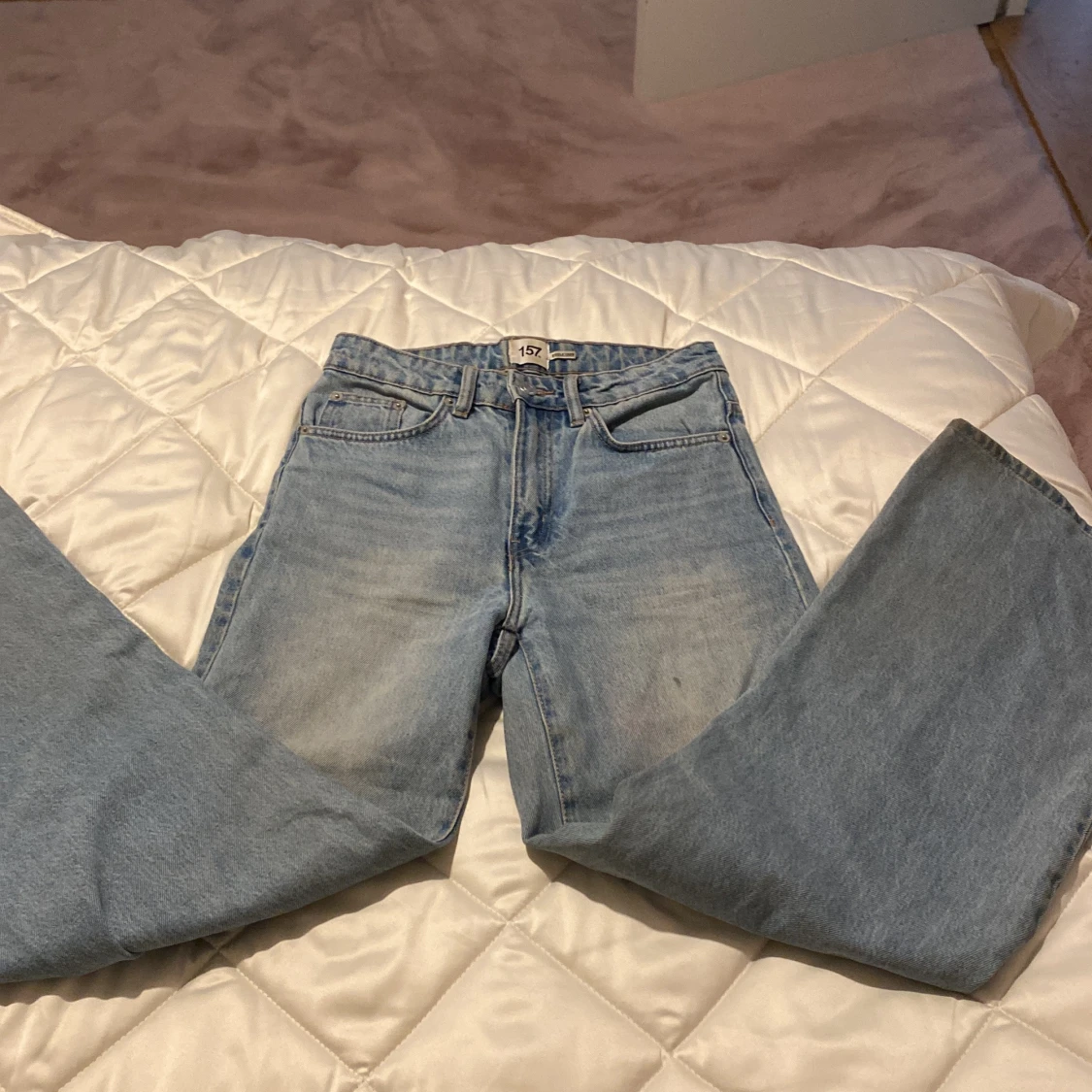 Ljusblå wide leg jeans från 157 - 2