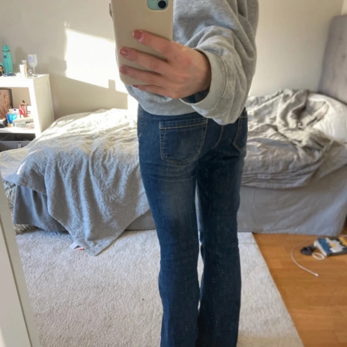 Mörkblå bootcut jeans - 1