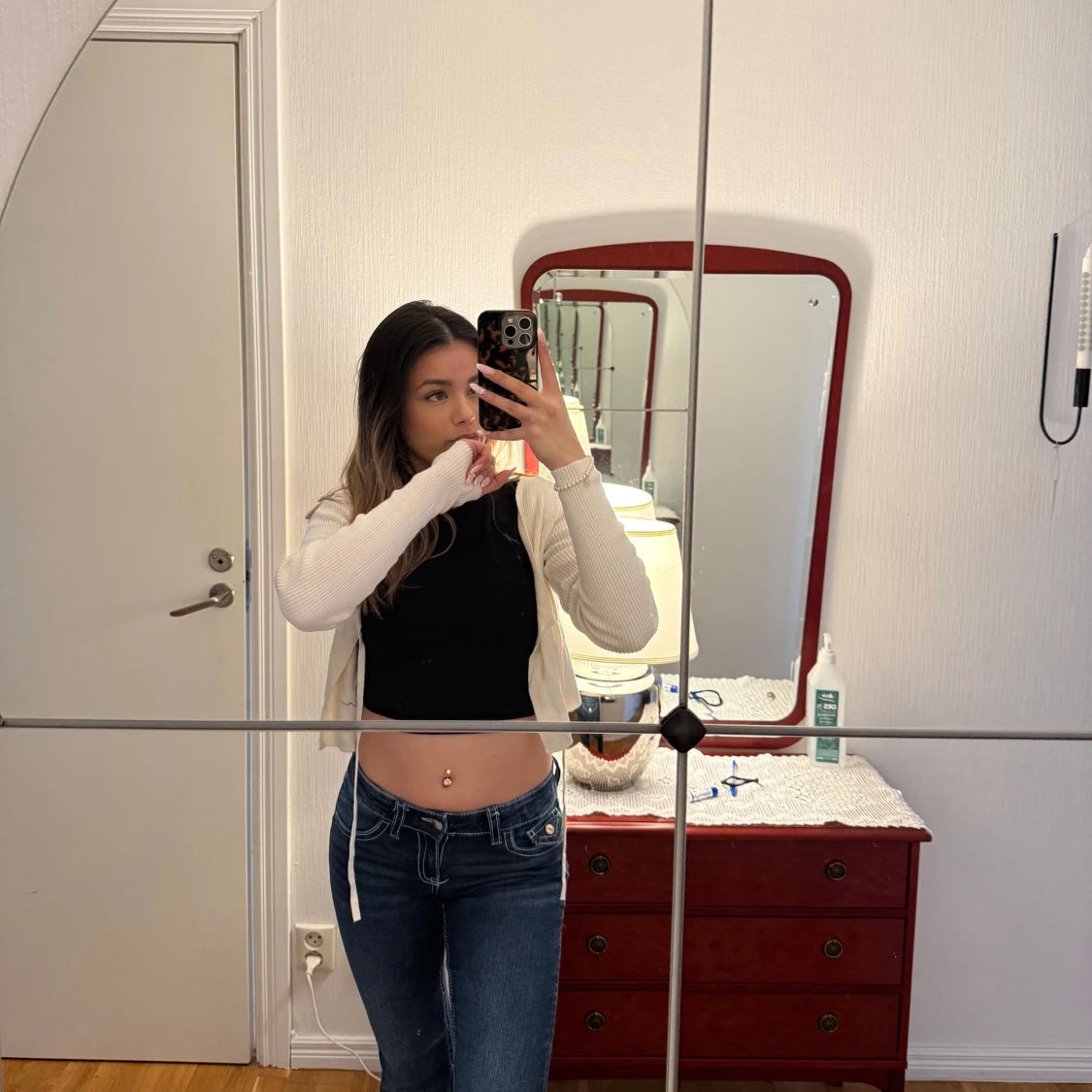 Vit croppad kofta med knyt - 3