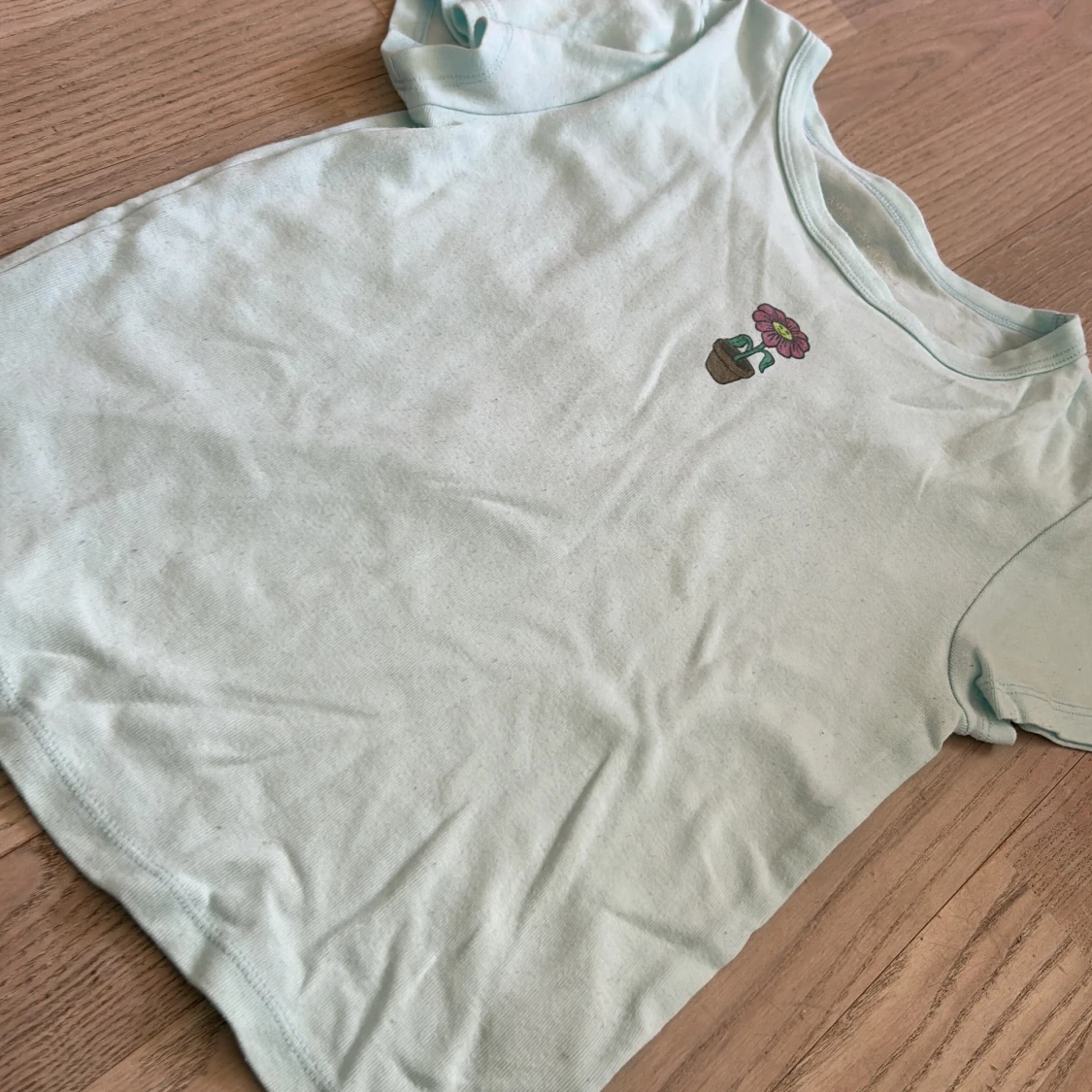 Ljusgrön t-shirt med blomtryck från American Eagle - 2