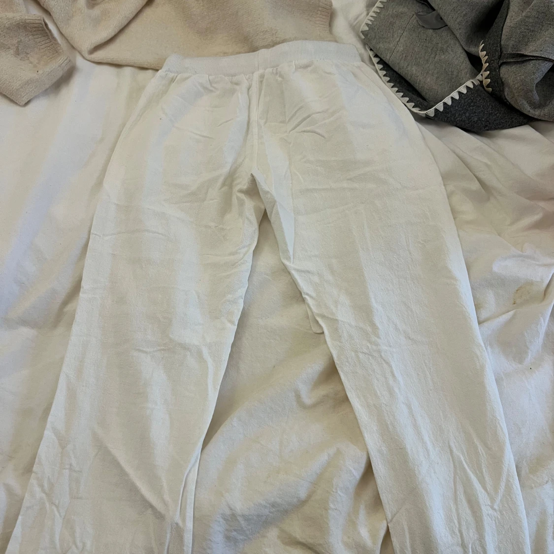 Vita lågmidjade linnebyxor - 3