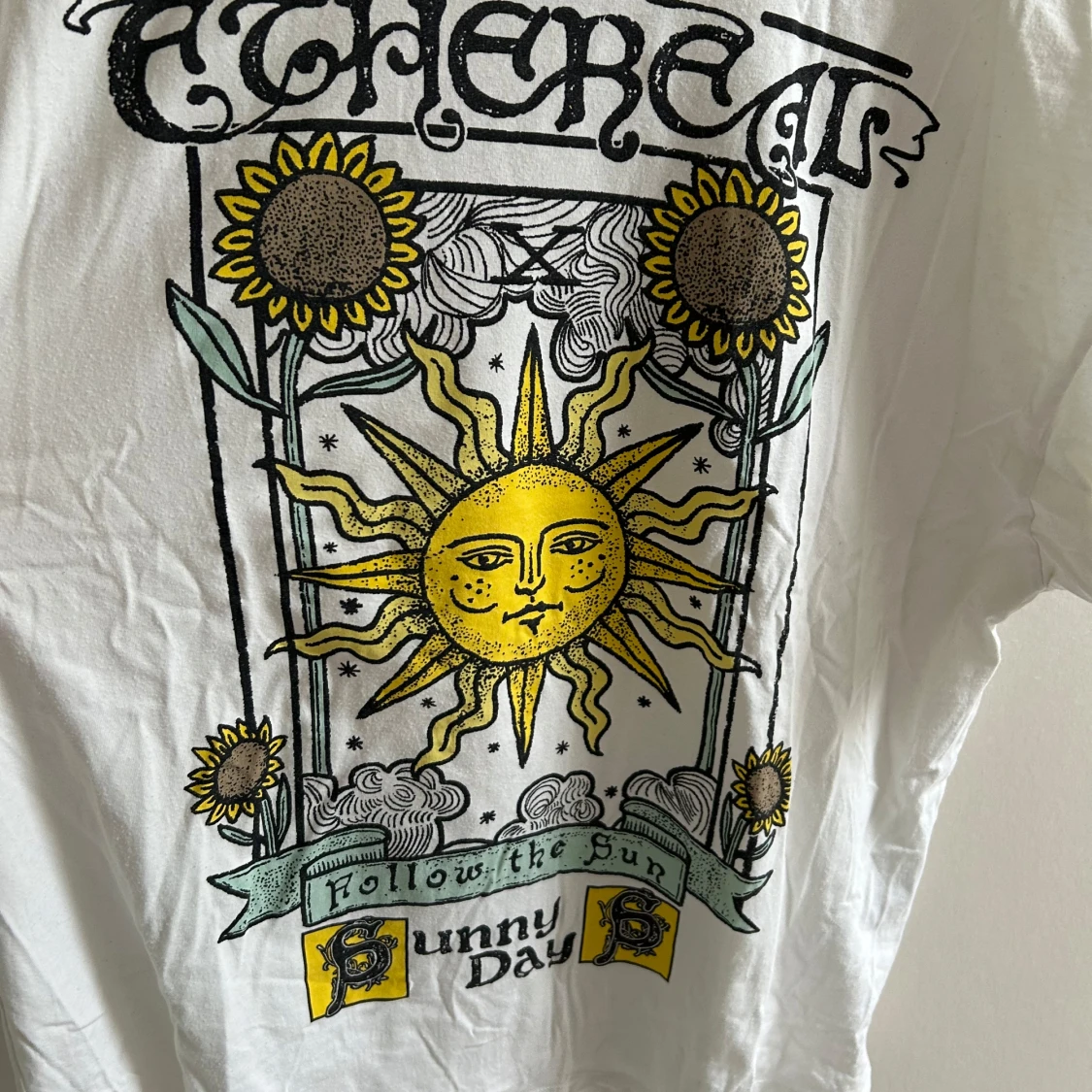 Oversized vit T-shirt med tryck - 1