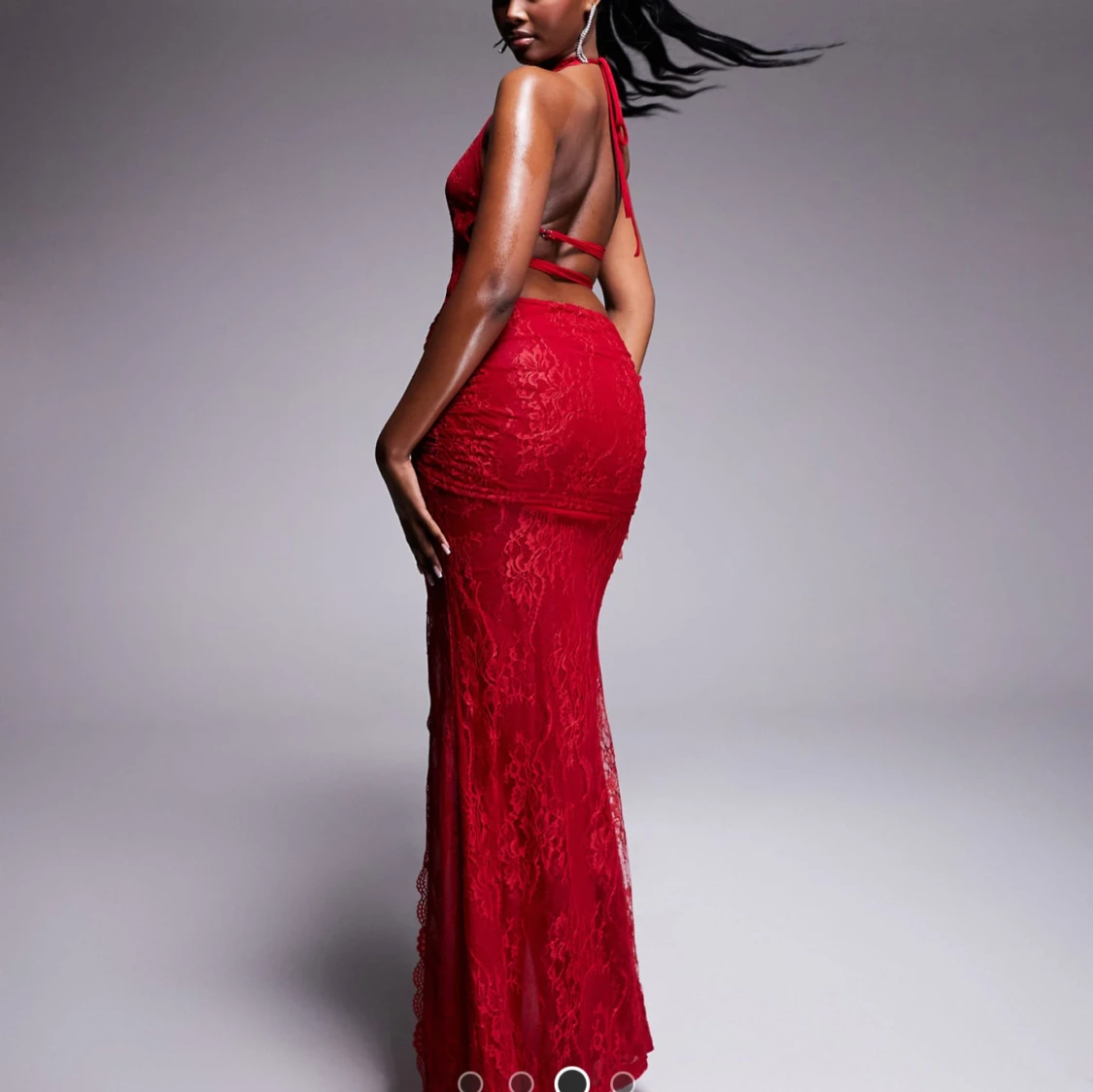 MURCI Röd maxiklänning med spets - 2