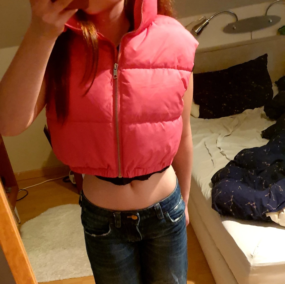 Rosa croppad dunväst - 1