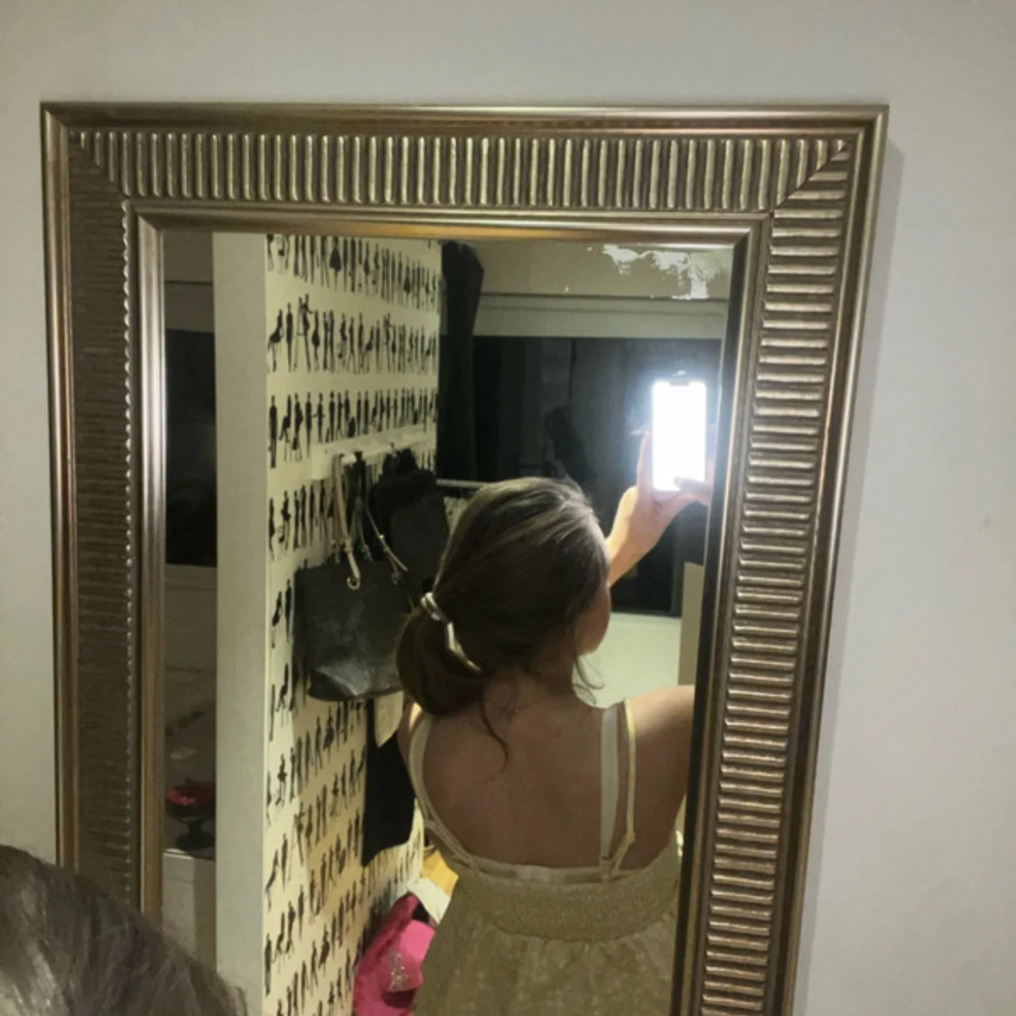 Gul blommig linnetopp med volang - 2