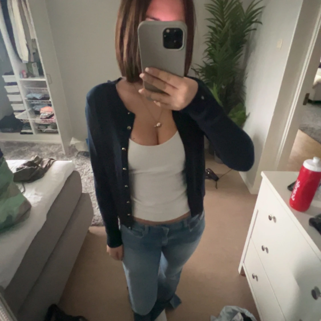 Mörkblå kofta med knappar - 1