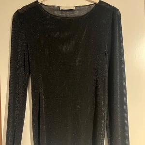 Glittrig meshtopp  - Säljer en svart glittrig långärmad topp  från Pigalle. Mesh tyg 