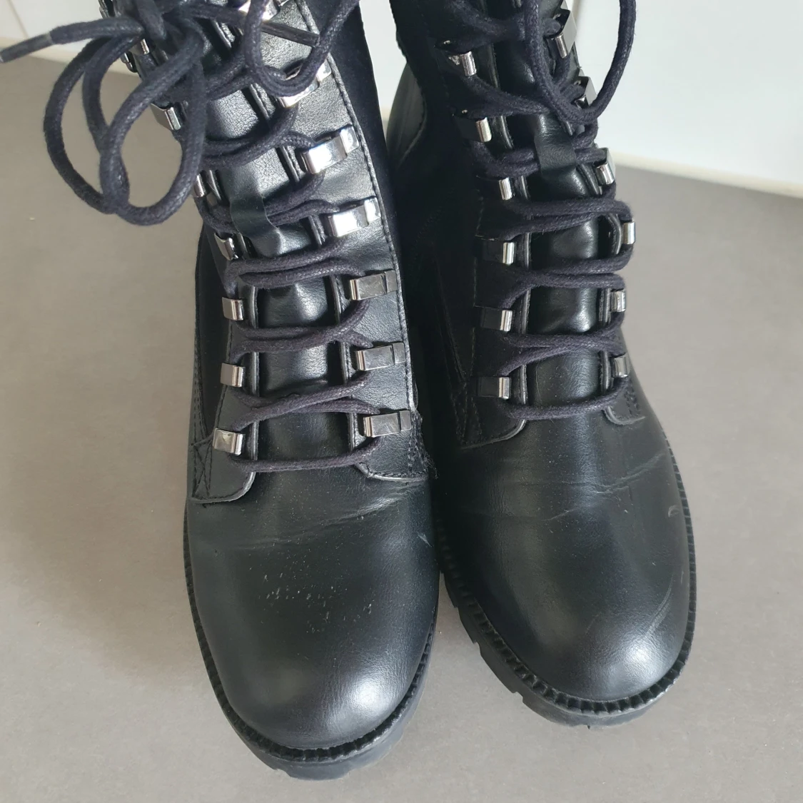 Svarta boots med snörning och spänne, deichman strl 38 - 3