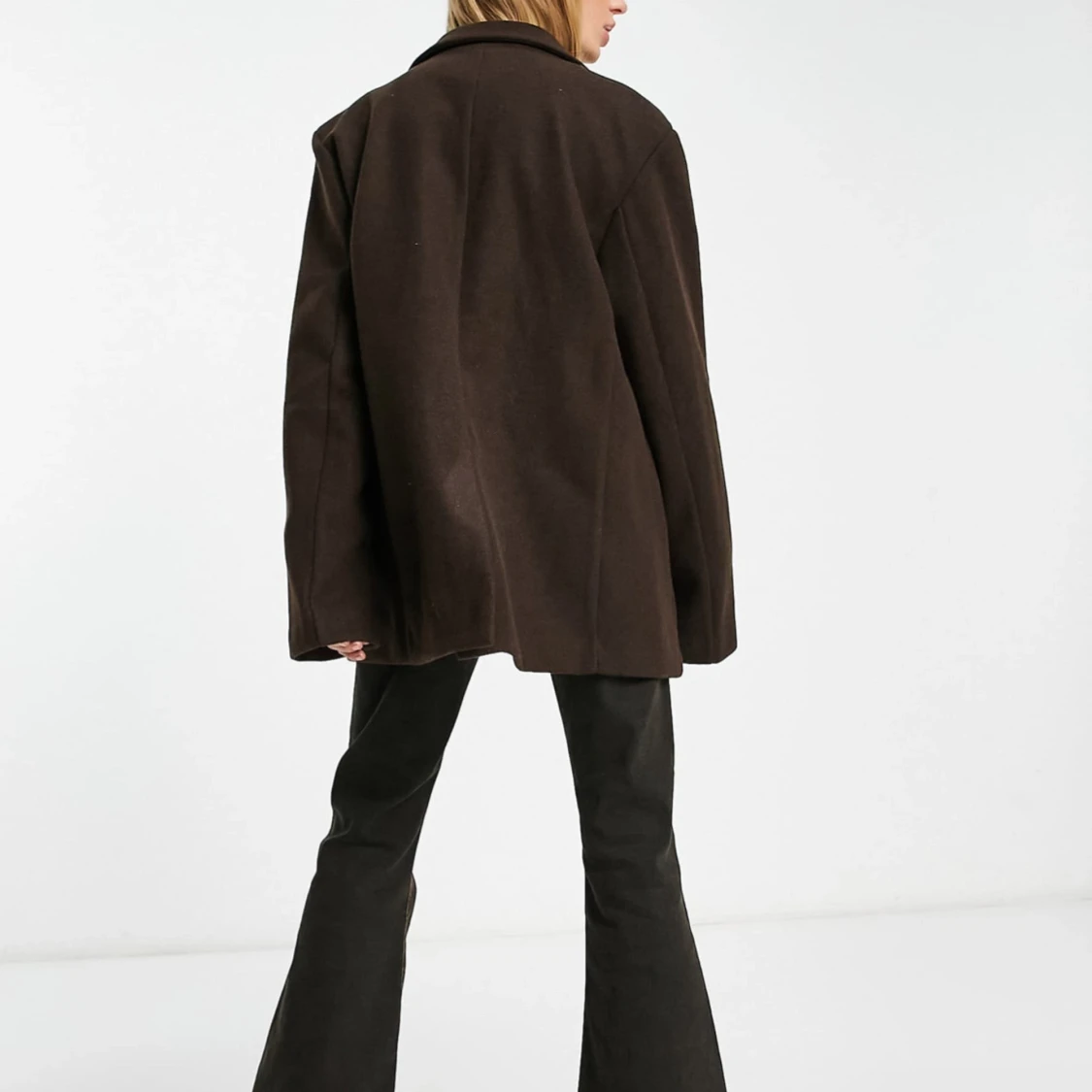 Brun oversized kavaj med ullkänsla - 1