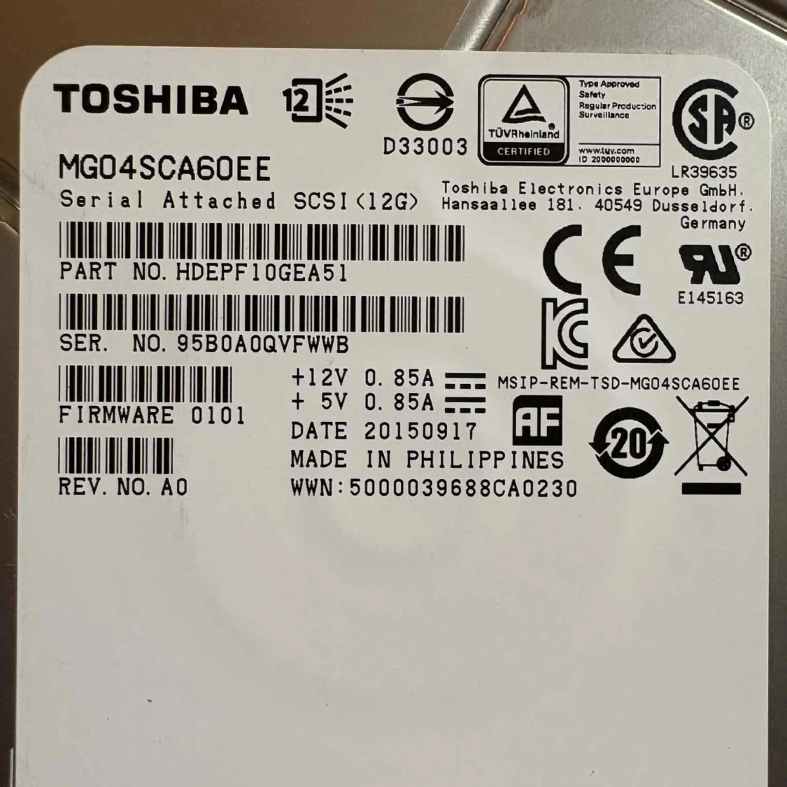 Hårdisk (Toshiba MG04SCA60EE 6TB) - 1