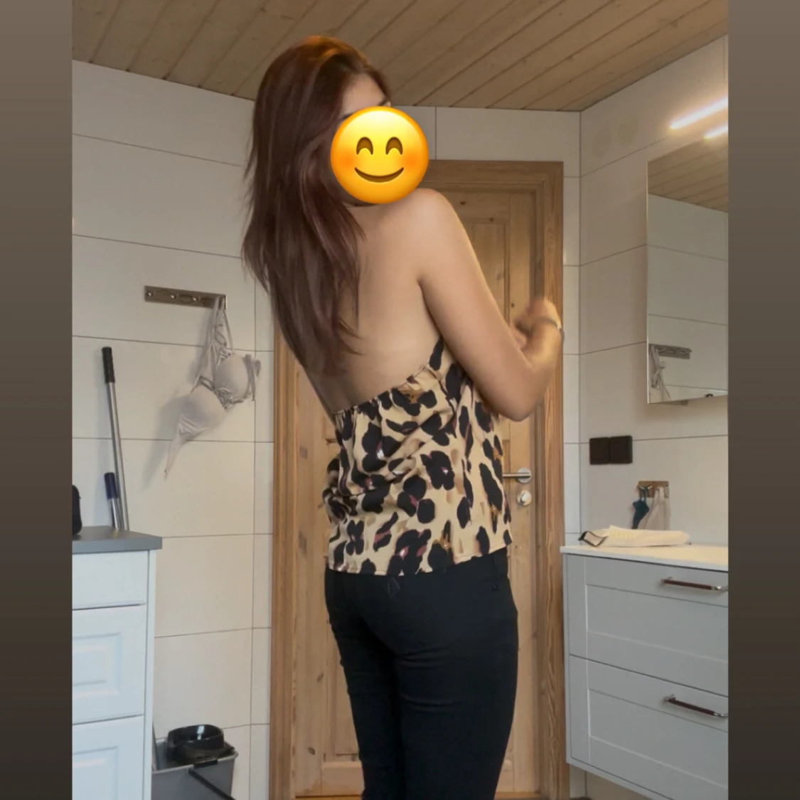 Leopardmönstrad halterneck topp - 1