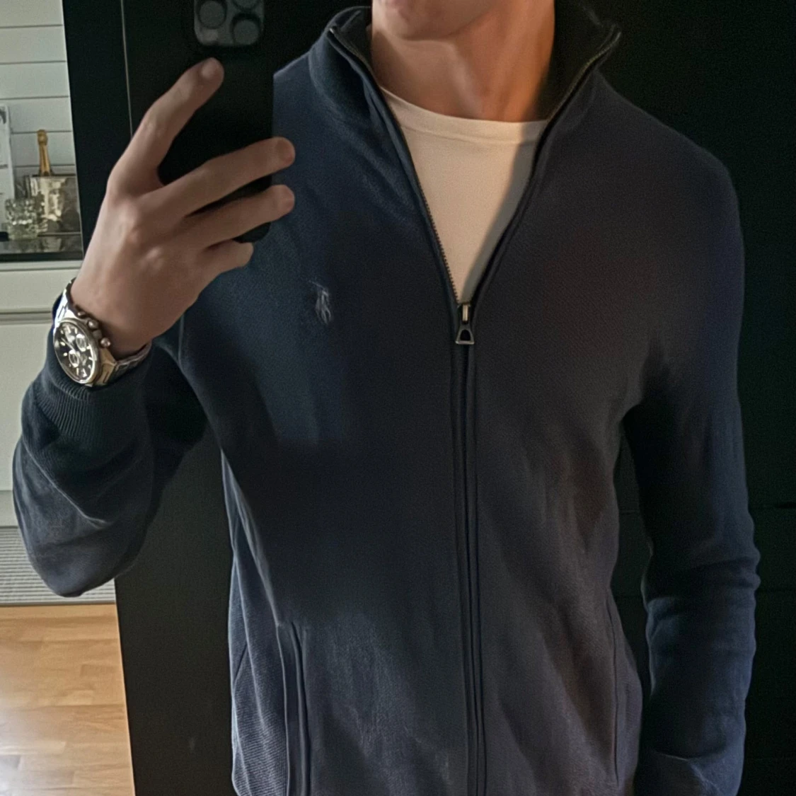 Ralph Lauren mörkblå zip tröja
