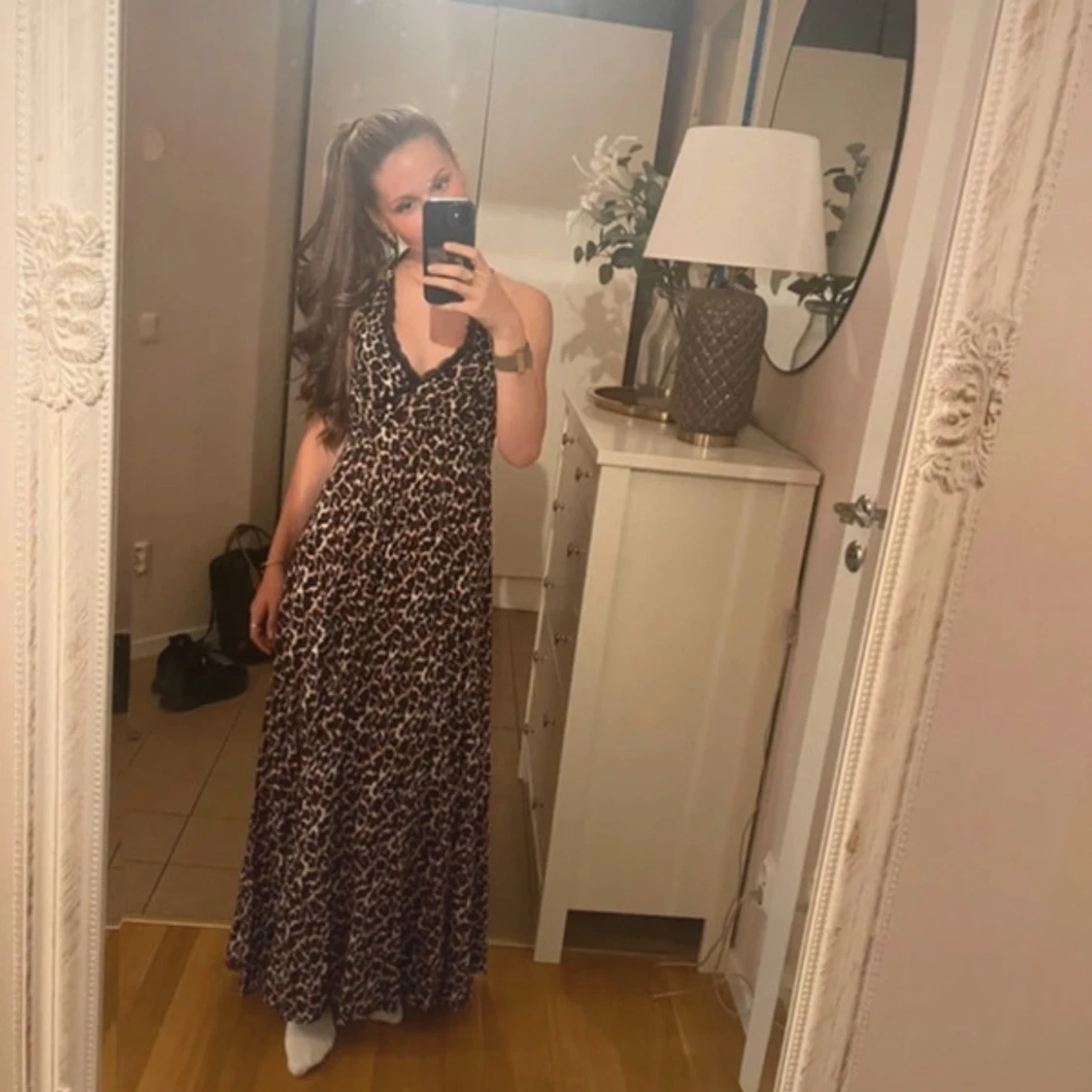 Leopardmönstrad långklänning - 1