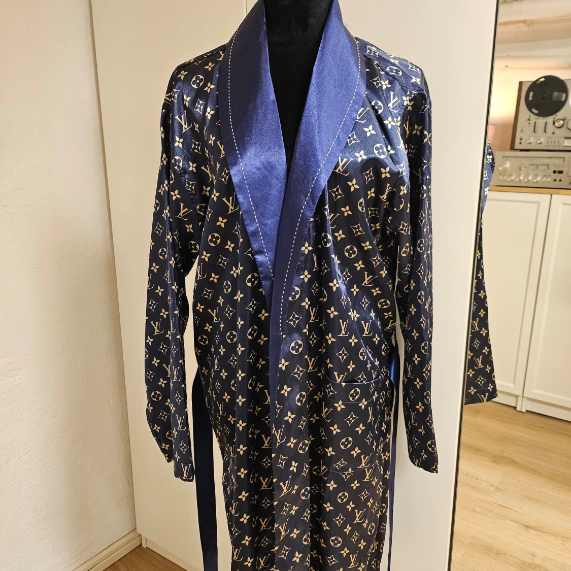 Mönstrad morgonrock i blått - 2