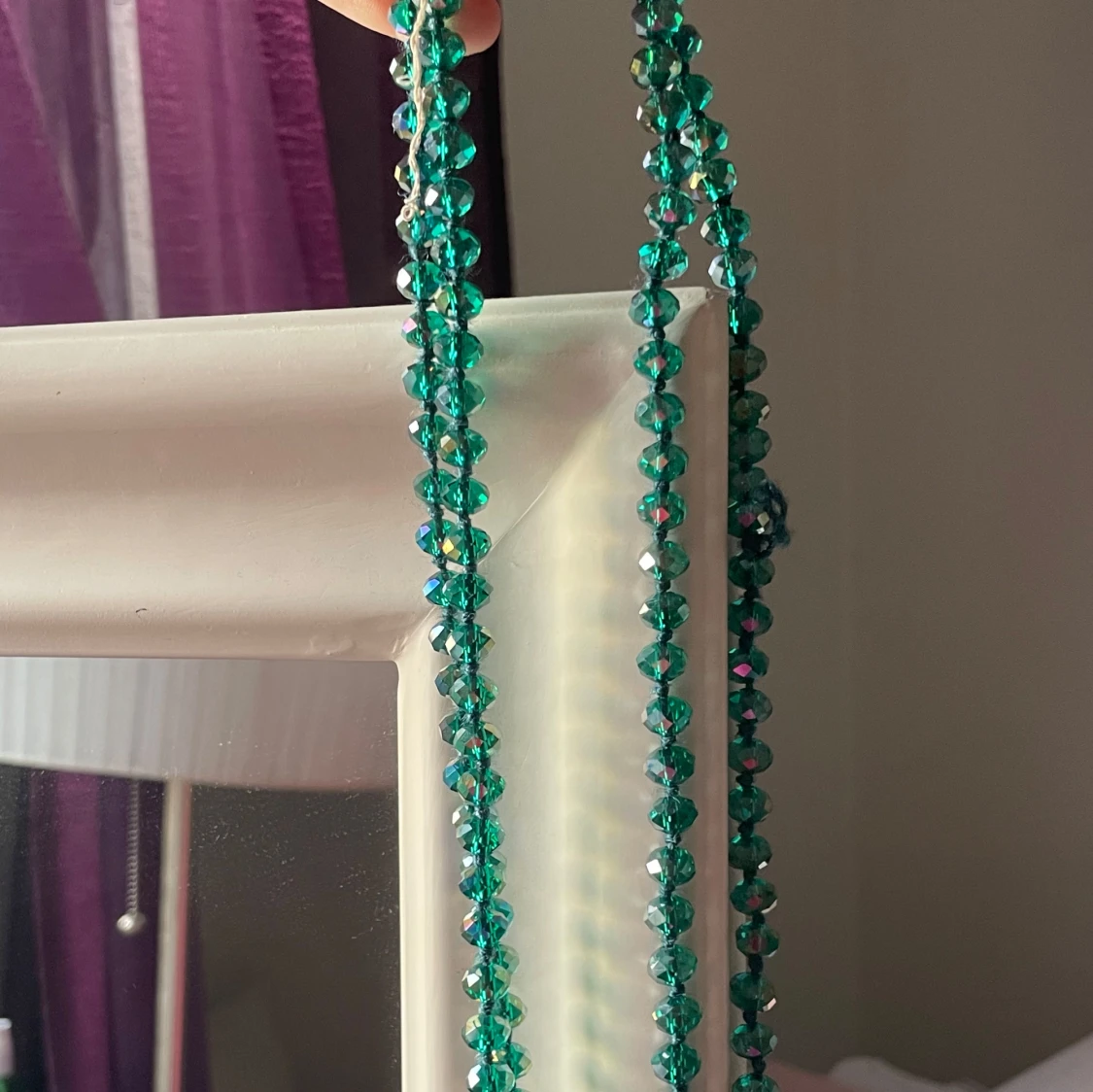 Grönt glittrigt pärlhalsband - 2