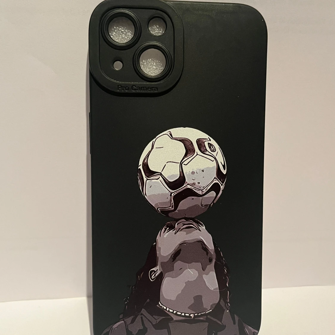 Svart mobilskal med fotbollstryck