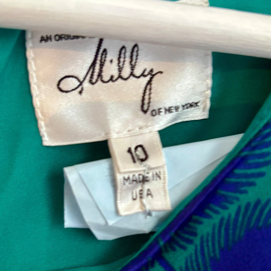 Blommig blågrön sidenklänning från Milly - 3