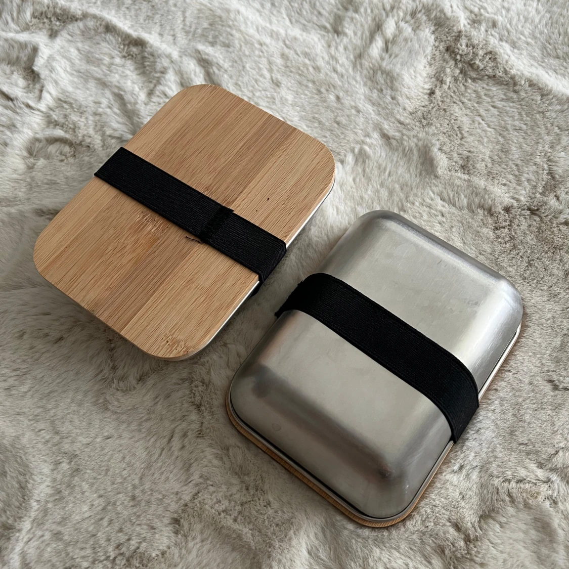 Matlåda i rostfritt stål med bambulock - 2