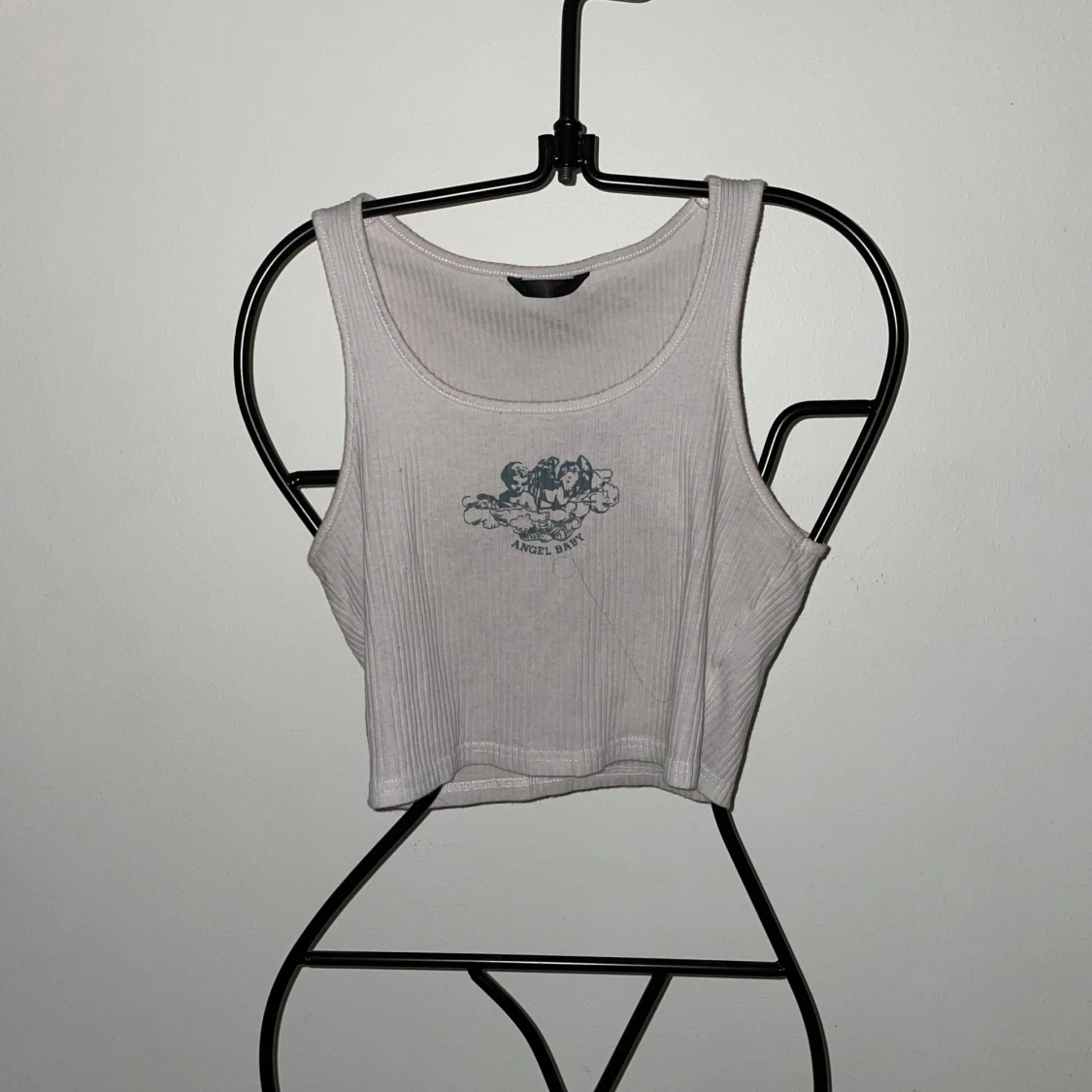 Vit croppad linnetopp med tryck - 1