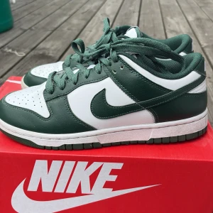 Nike Dunk Low Retro Green - Säljer gröna Nike dunk low. De är i mycket bra skick och är väldigt lite använda. Storleken är 42. De säljs då de inte längre används. Skorna skickas också med original kartong!