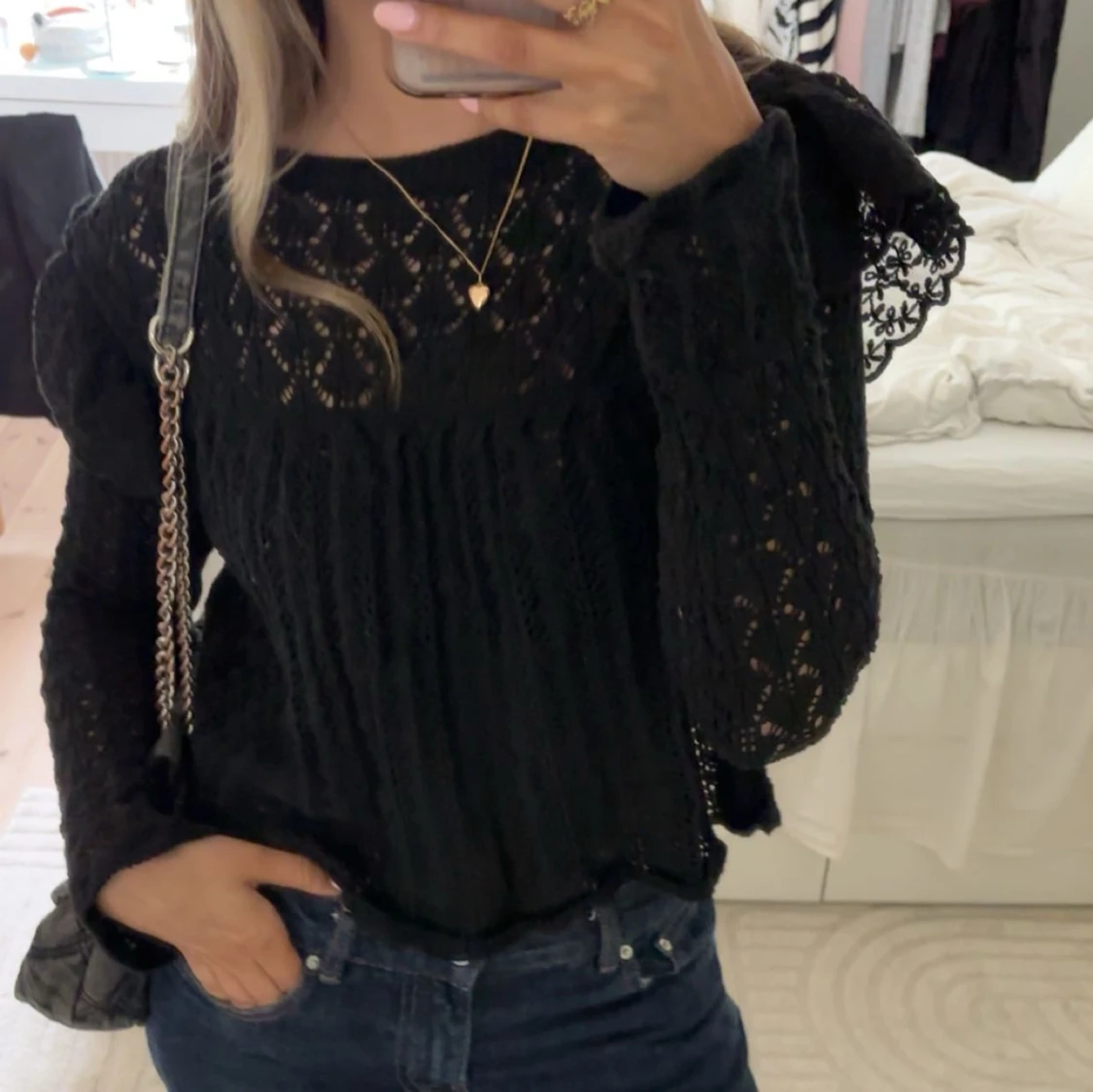 Svart spetsblus från Zara