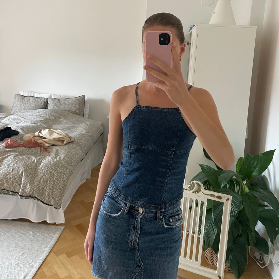 Jeanstopp med smala axelband - 1