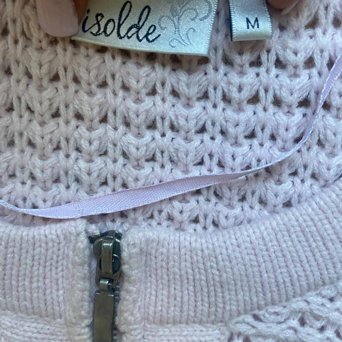 Ljusrosa stickad kofta  - 2