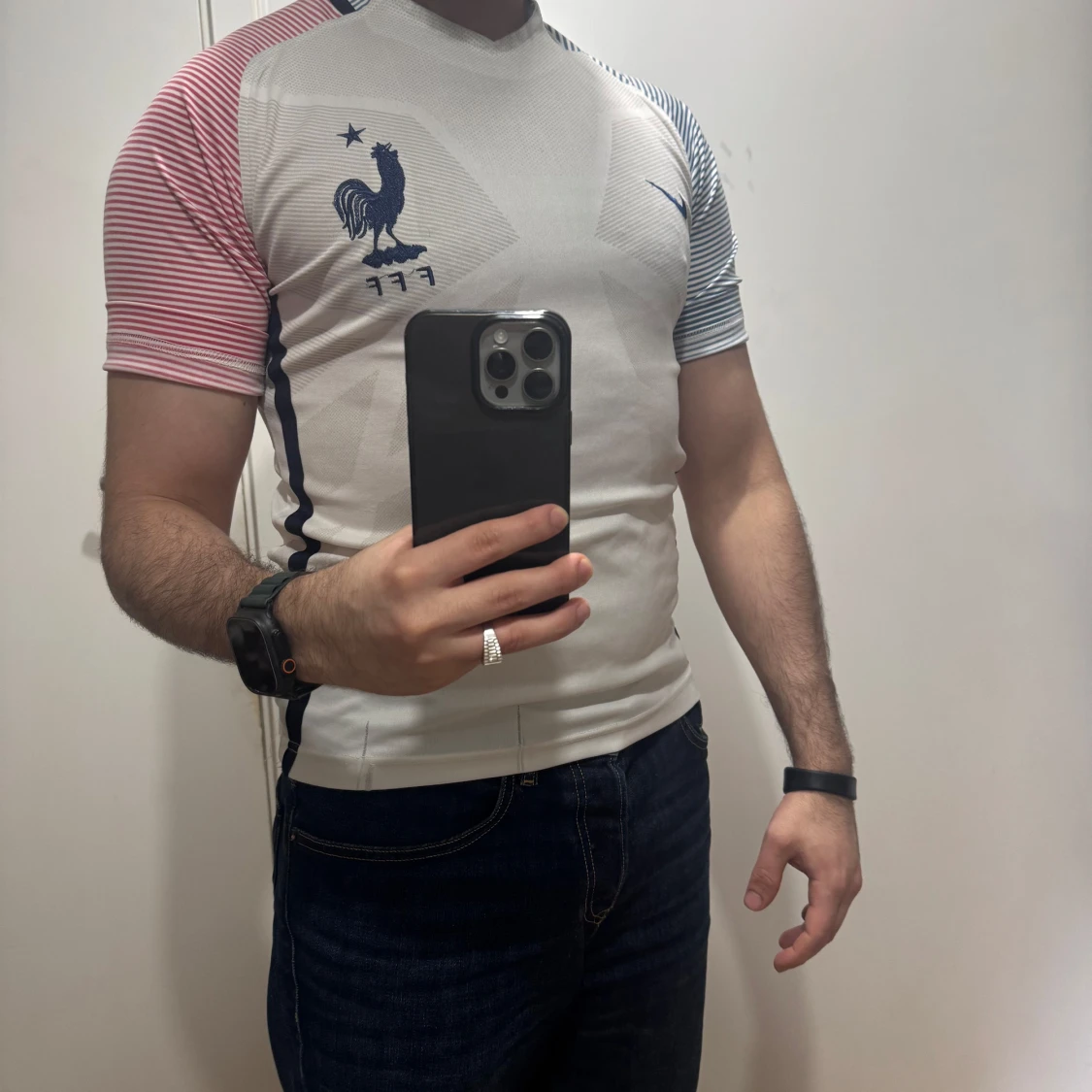 Frankrike fotbollströja med randiga ärmar