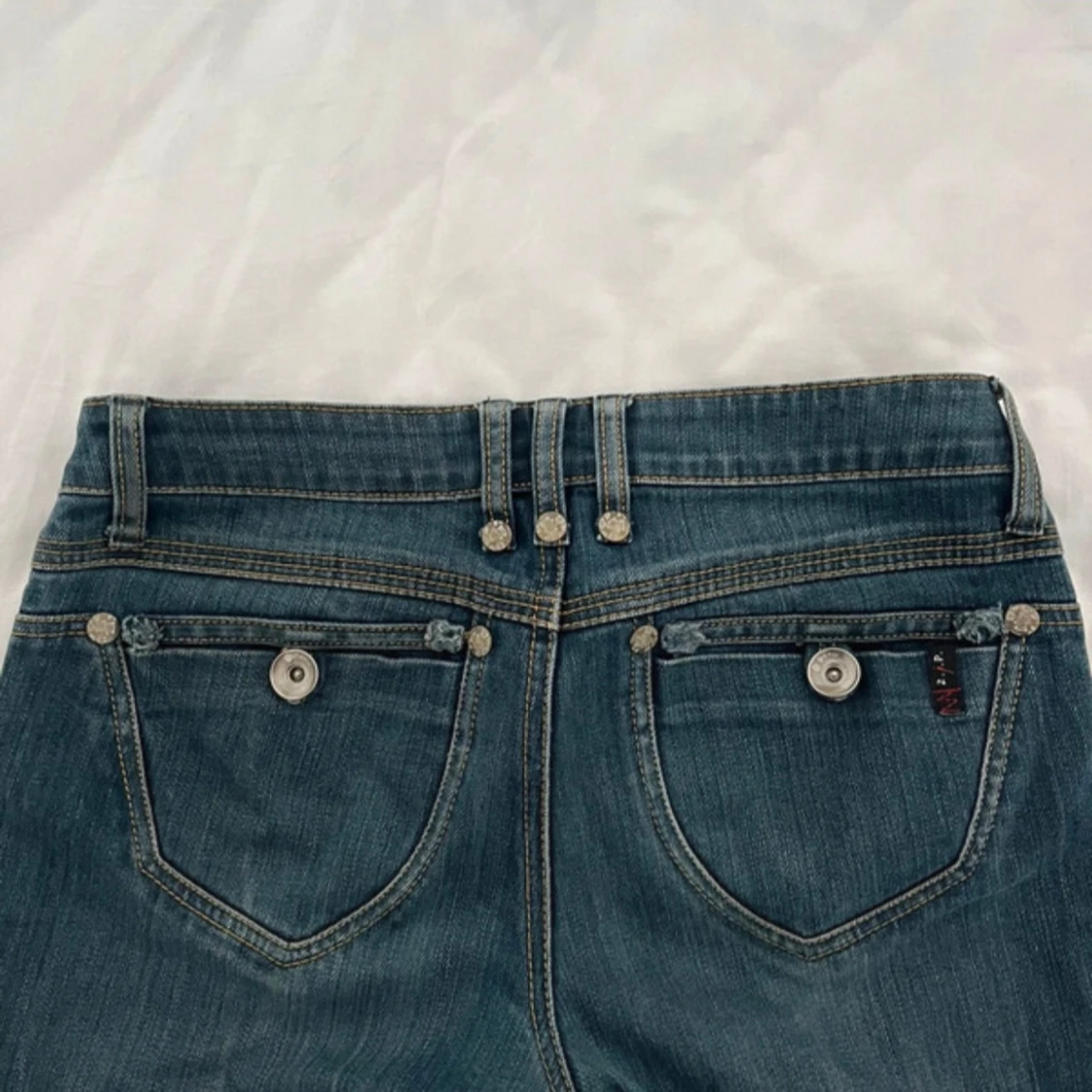 Blå lågmidjade bootcut jeans - 2