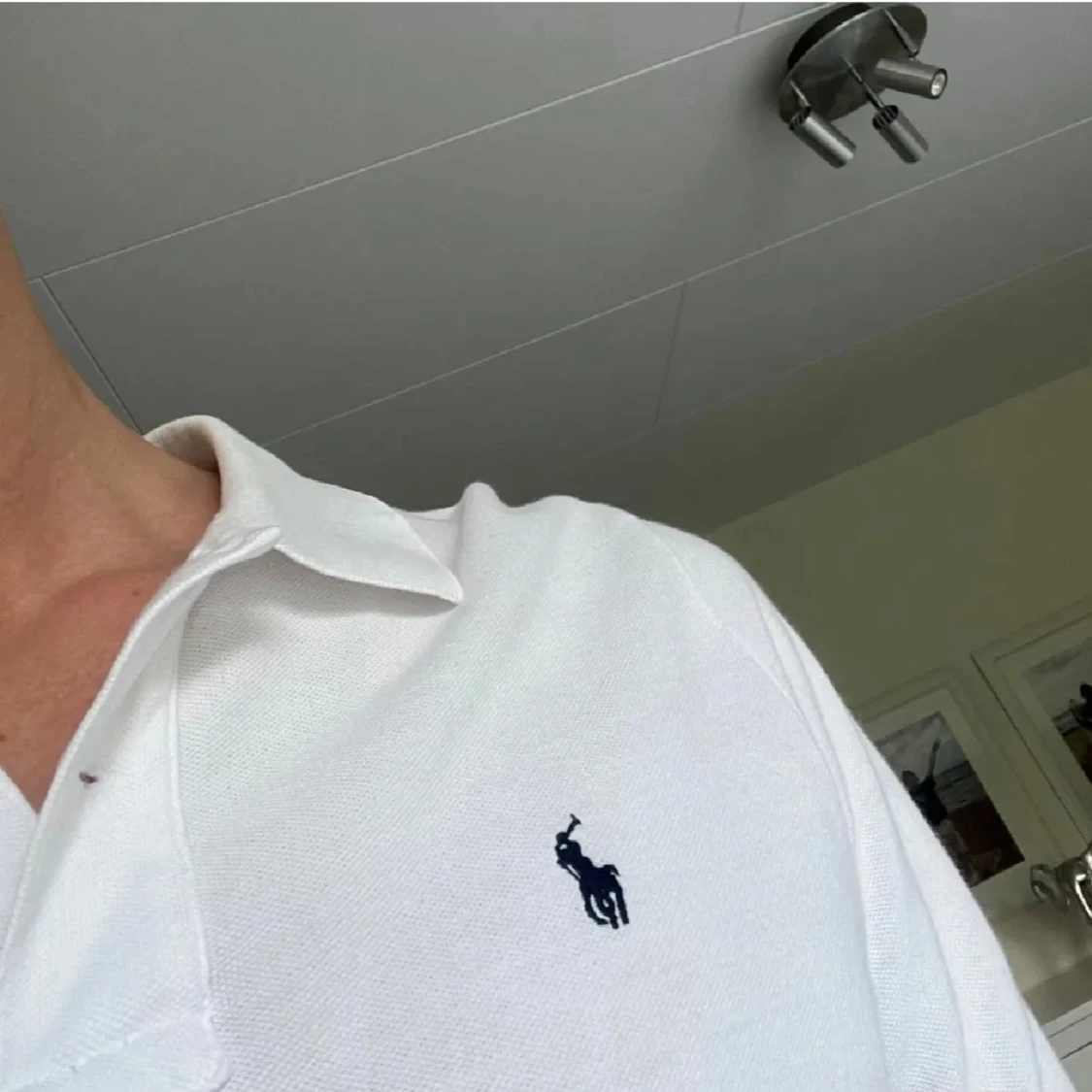 Vit långärmad pikétröja från Polo Ralph Lauren - 1