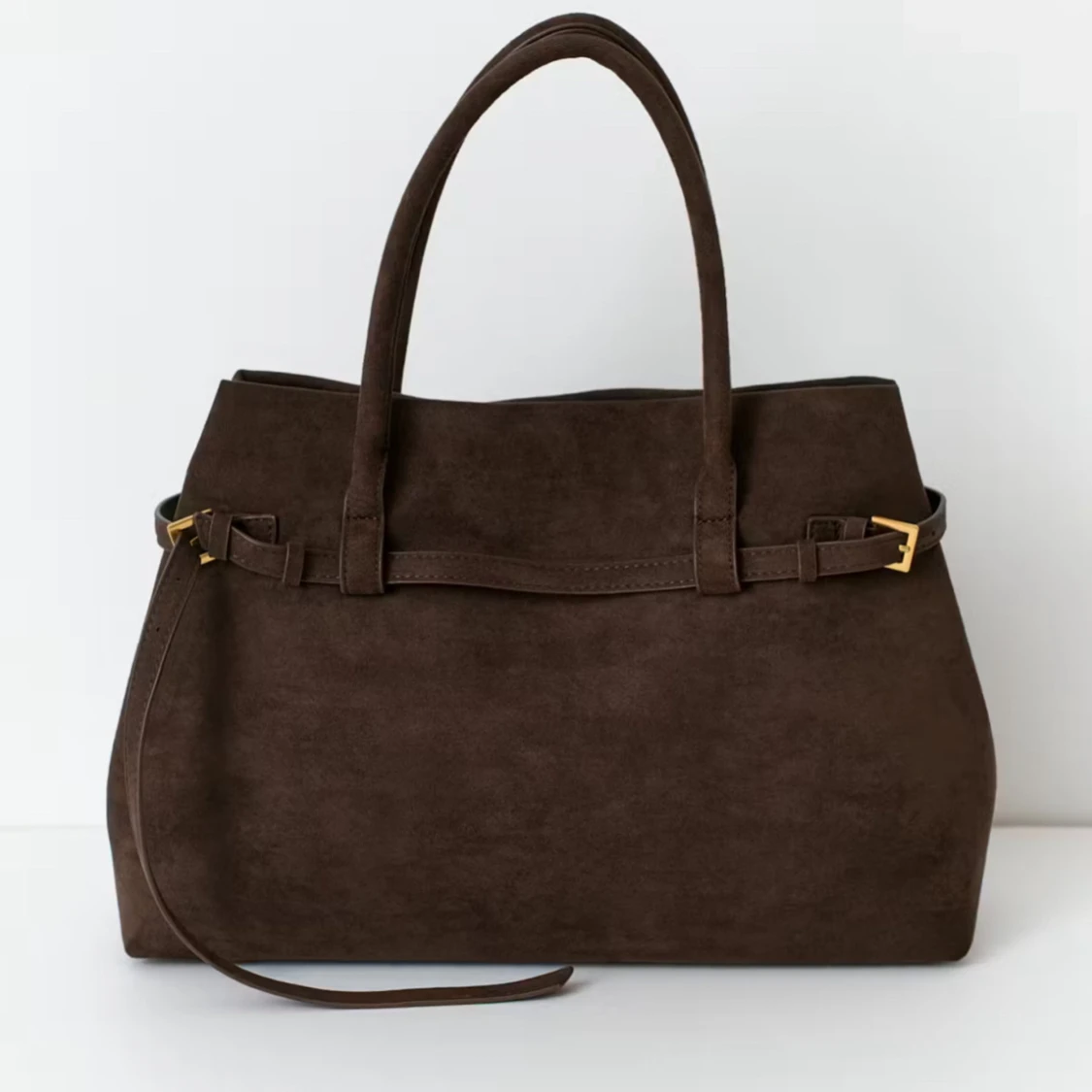 Mörkbrun mocka handväska  - 1