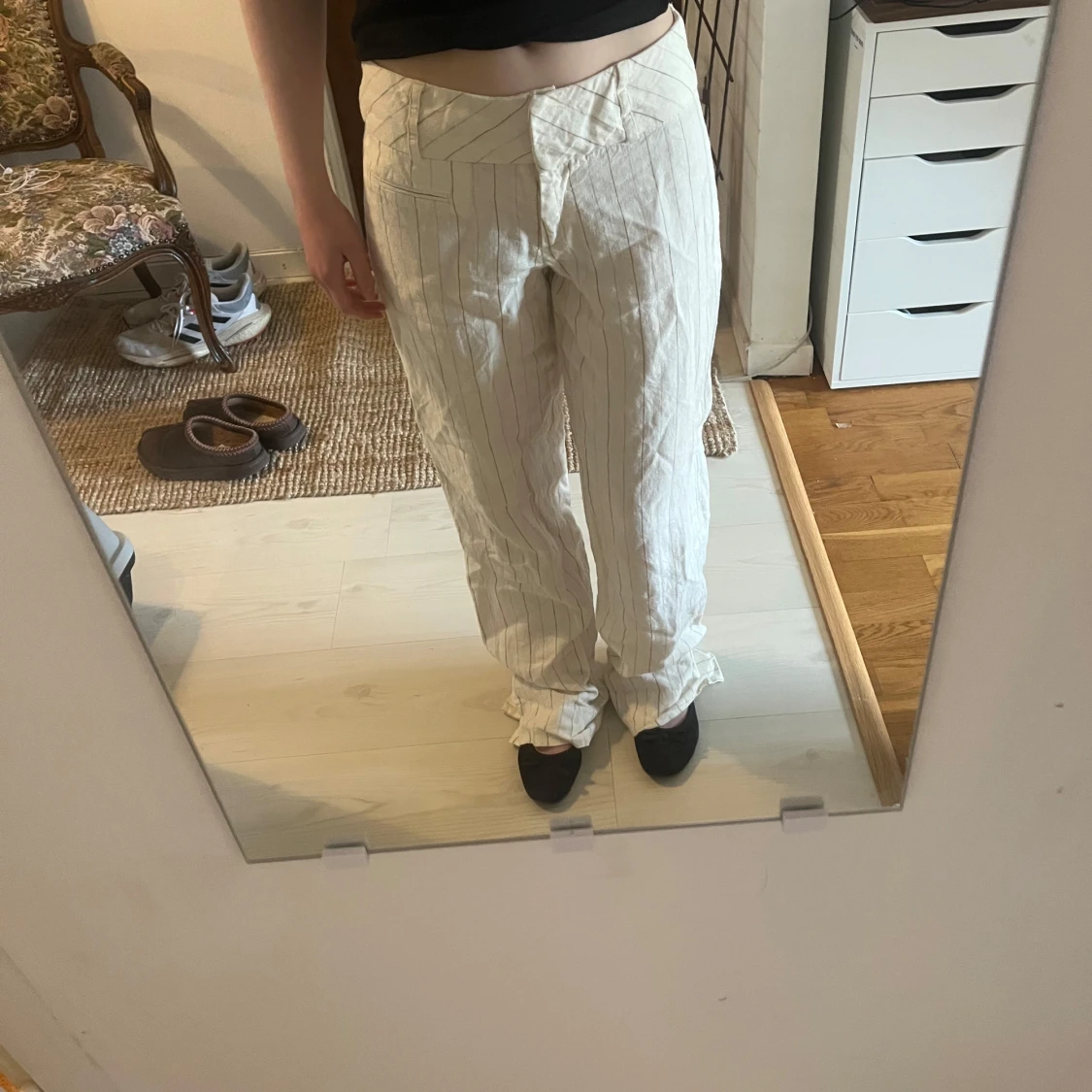 Vita randiga linnebyxor - 2