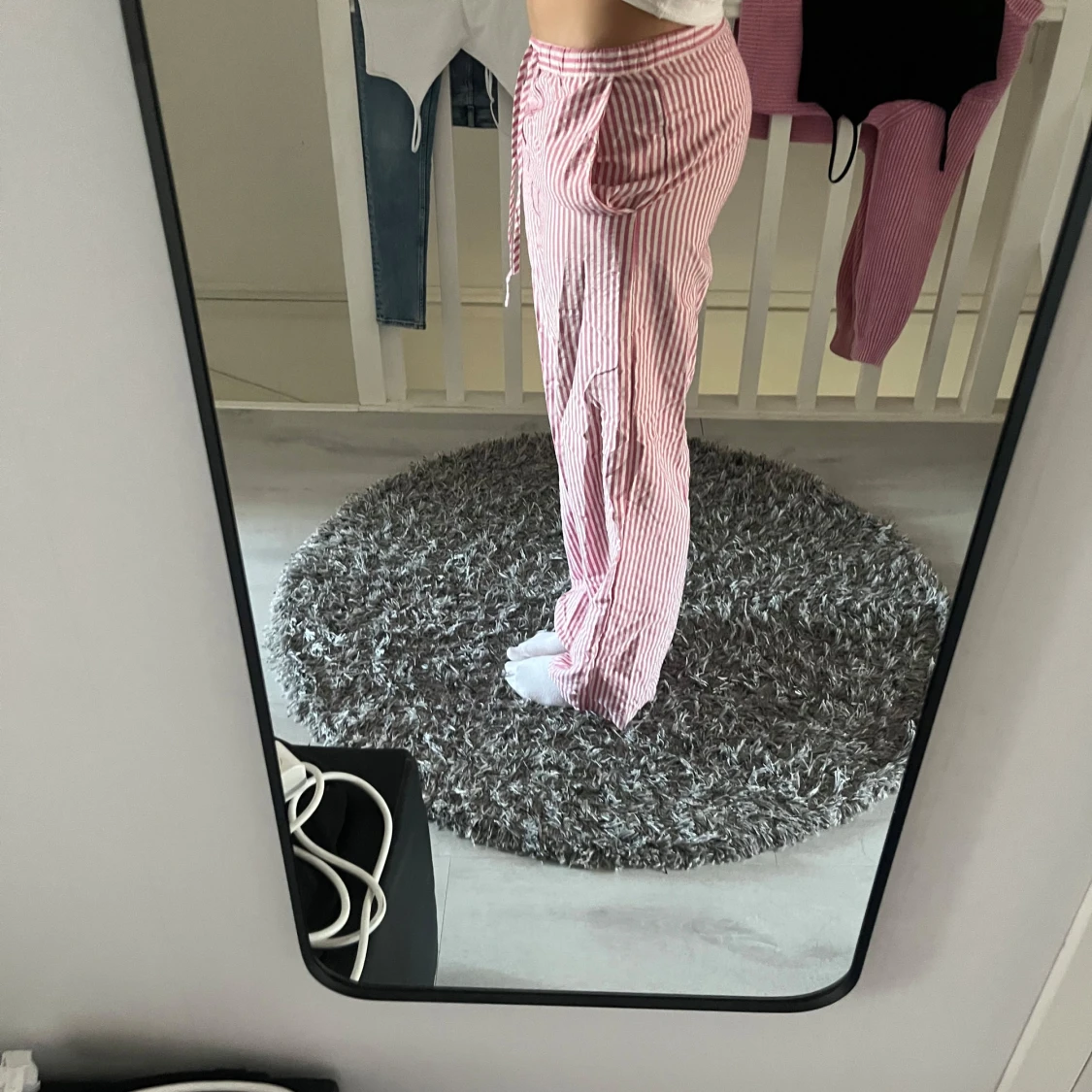 Rosa vit randiga byxor - 1