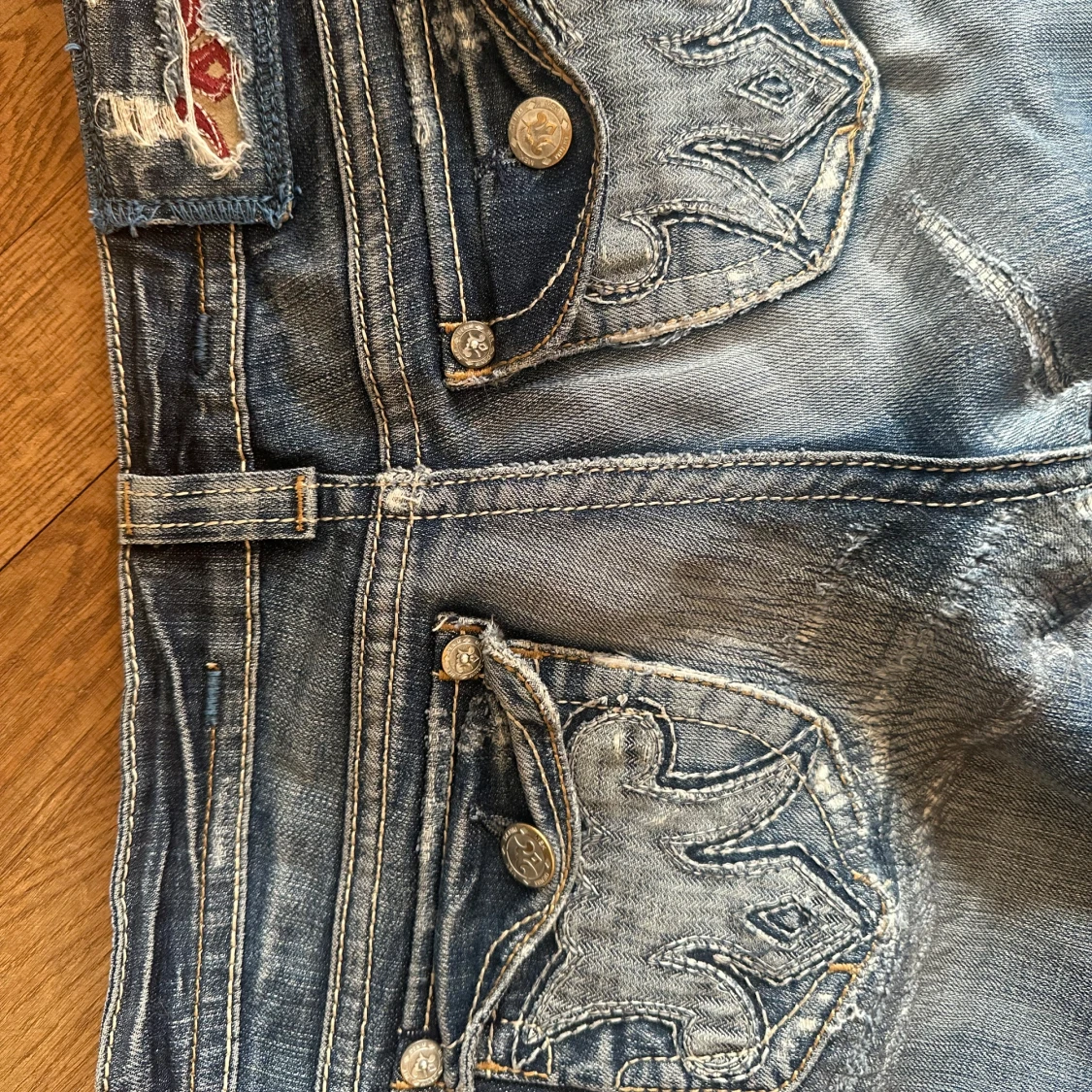 Blå lågmidjade bootcut jeans - 2