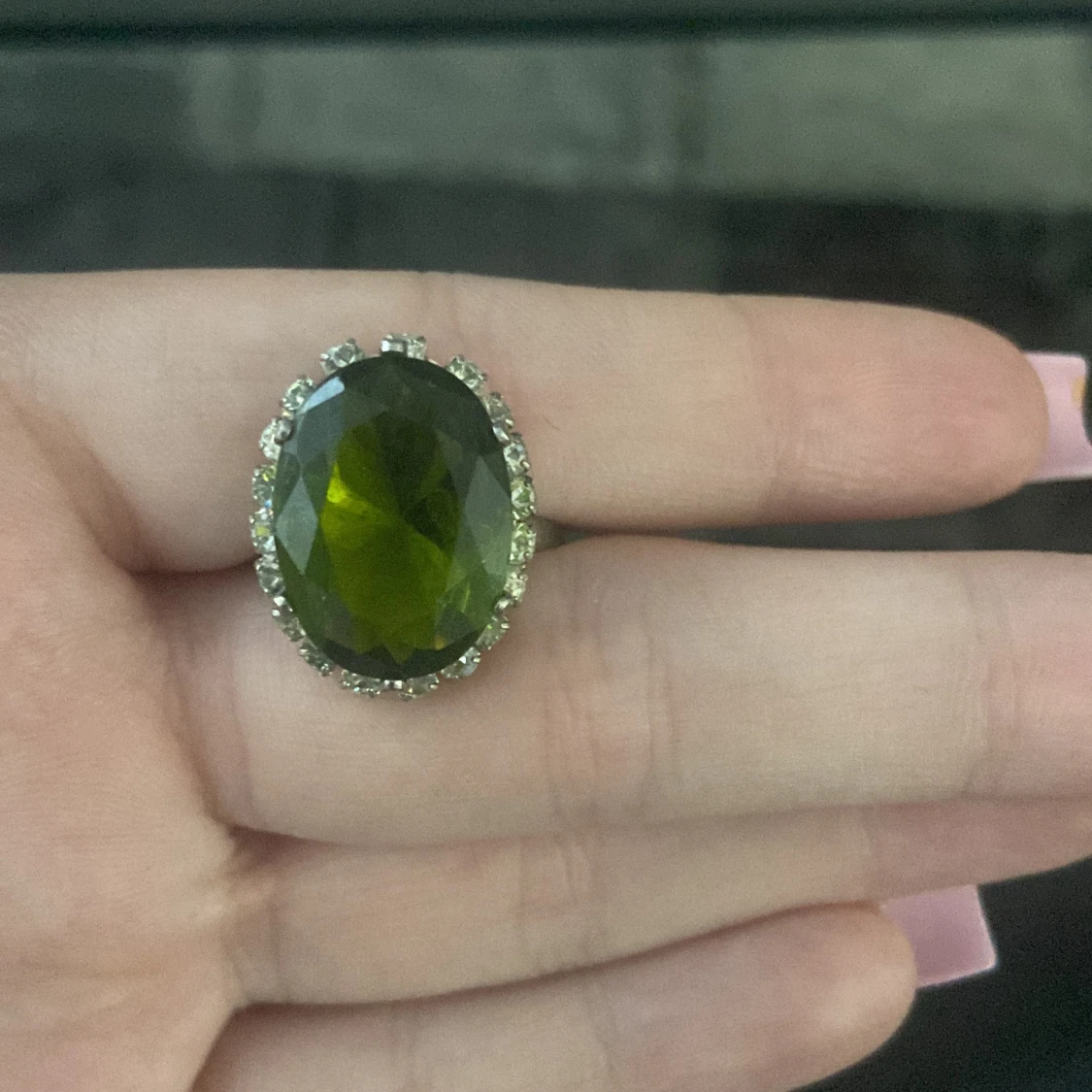 Grön silver ring  - 90