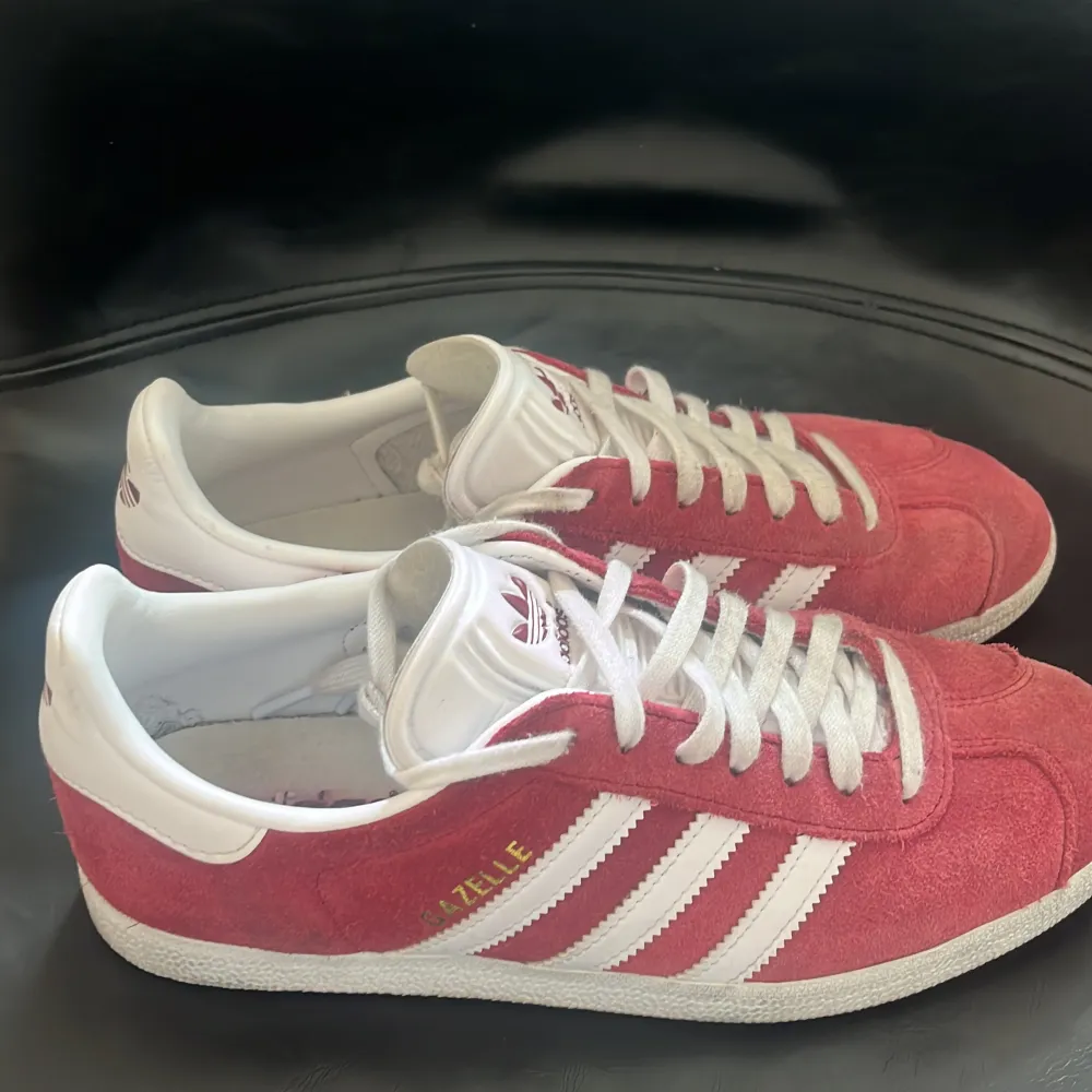 Supersnygga Adidas gazelle skor! ✨ Använd ett fåtal gånger, lite smutsiga längst fram.  Original pris: 1250kr . Skor.